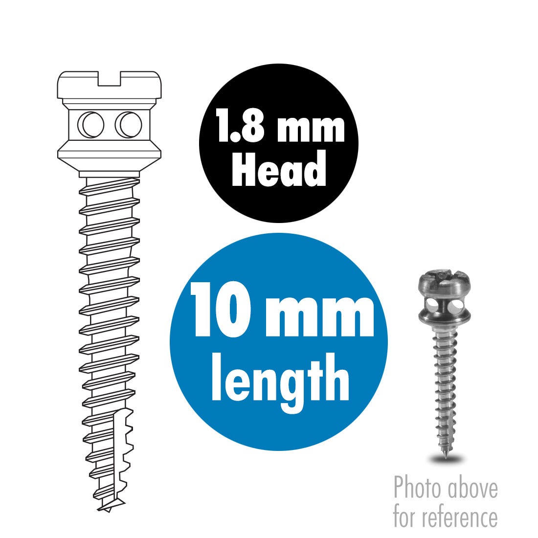 ACE Orthodontic Bone Screws 1.8mm x 10mm, sterile, titanium (sold individually)