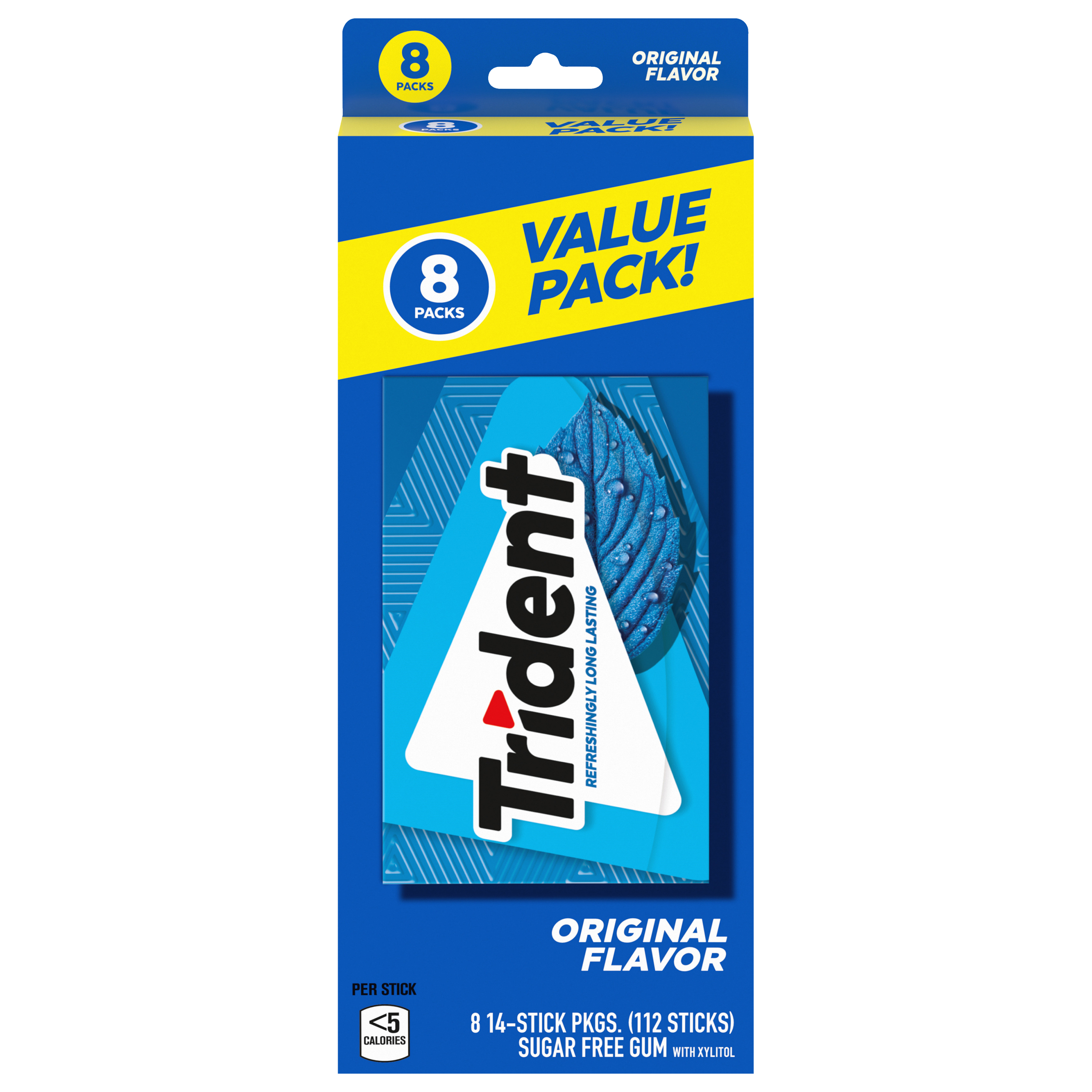 Trident Original Sugar Free Gum, Value Pack, 8 Packs of 14 Pieces (112 Total Pieces)-0