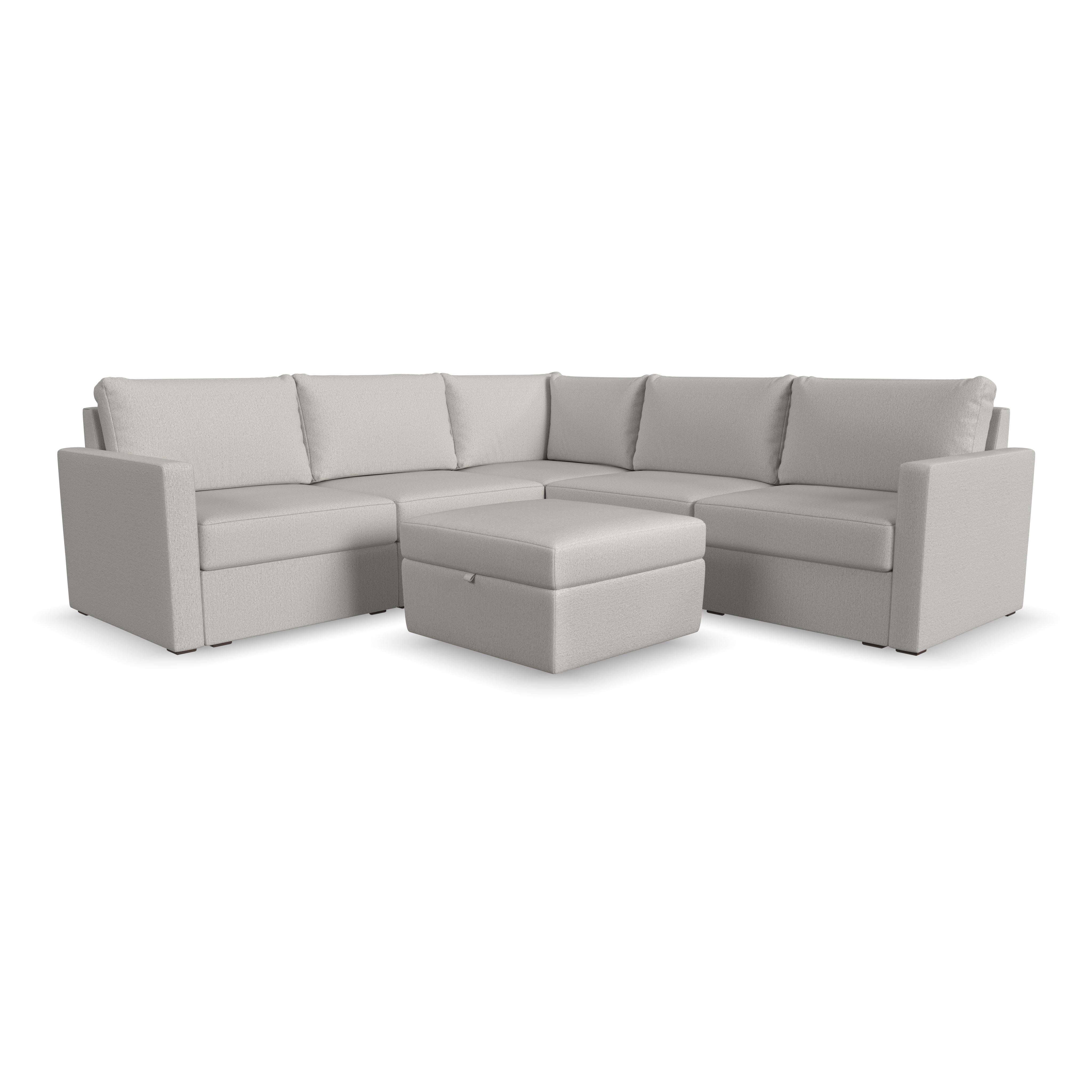 Flexsteel Flex 5-Seat Sectional with Standard Arm and Storage Ottoman