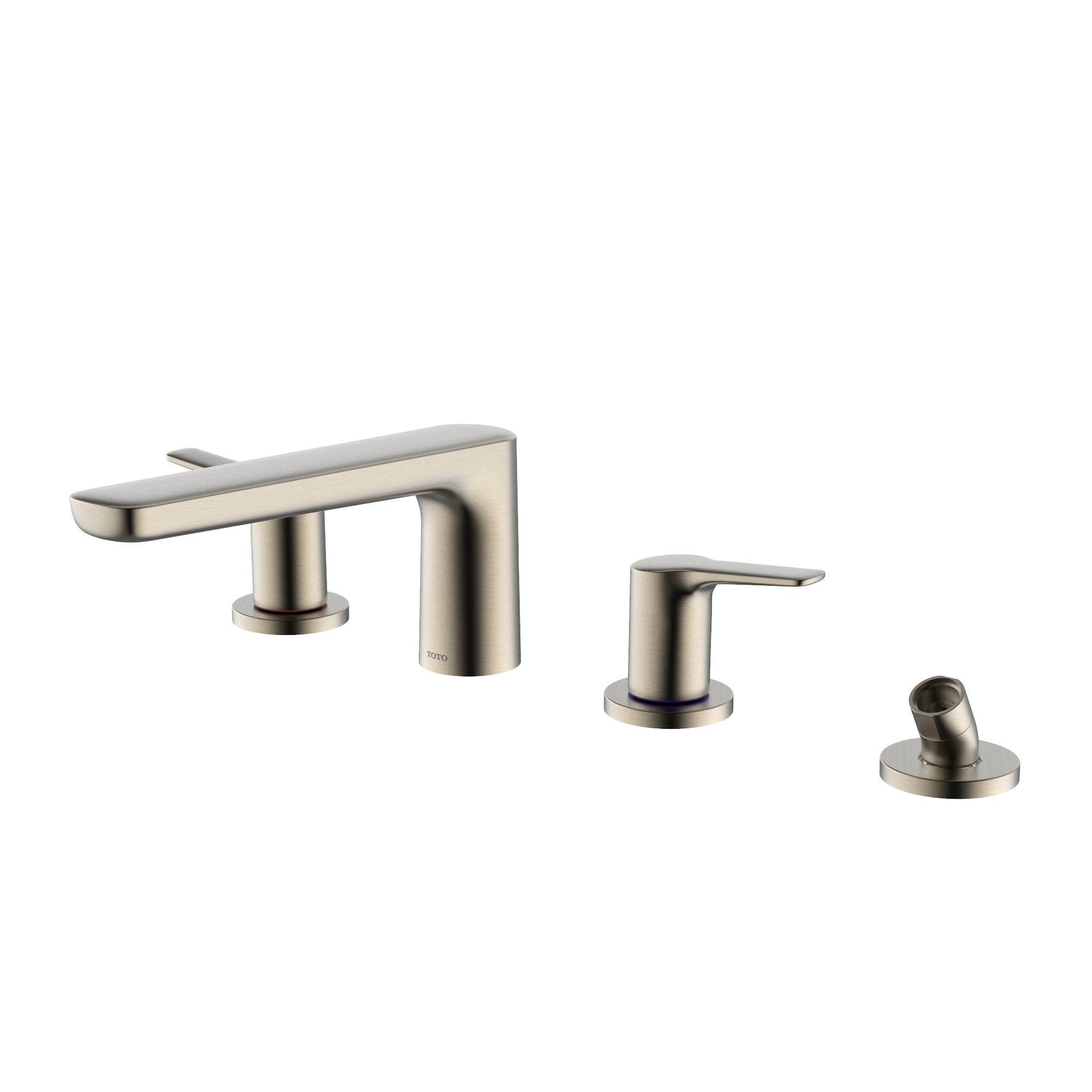 TOTO GS Four-hole Deck-Mount Roman Tub Filler Trim with Handshower, Brushed Nickel, Brass, TBG03202U#BN