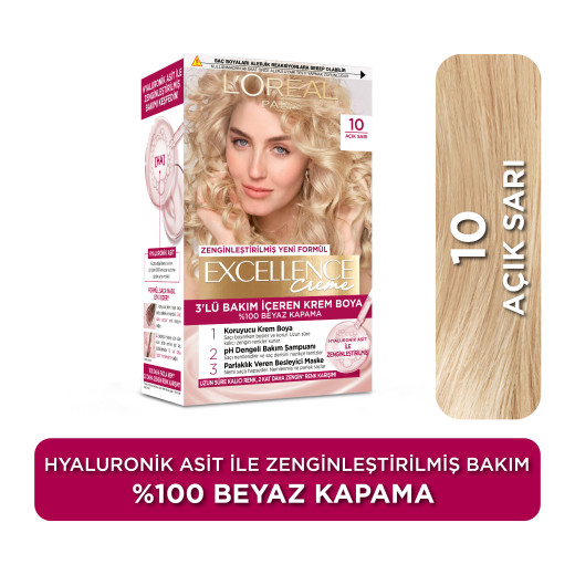 l’oréal paris excellence creme 10 açık sarı saç boyası  