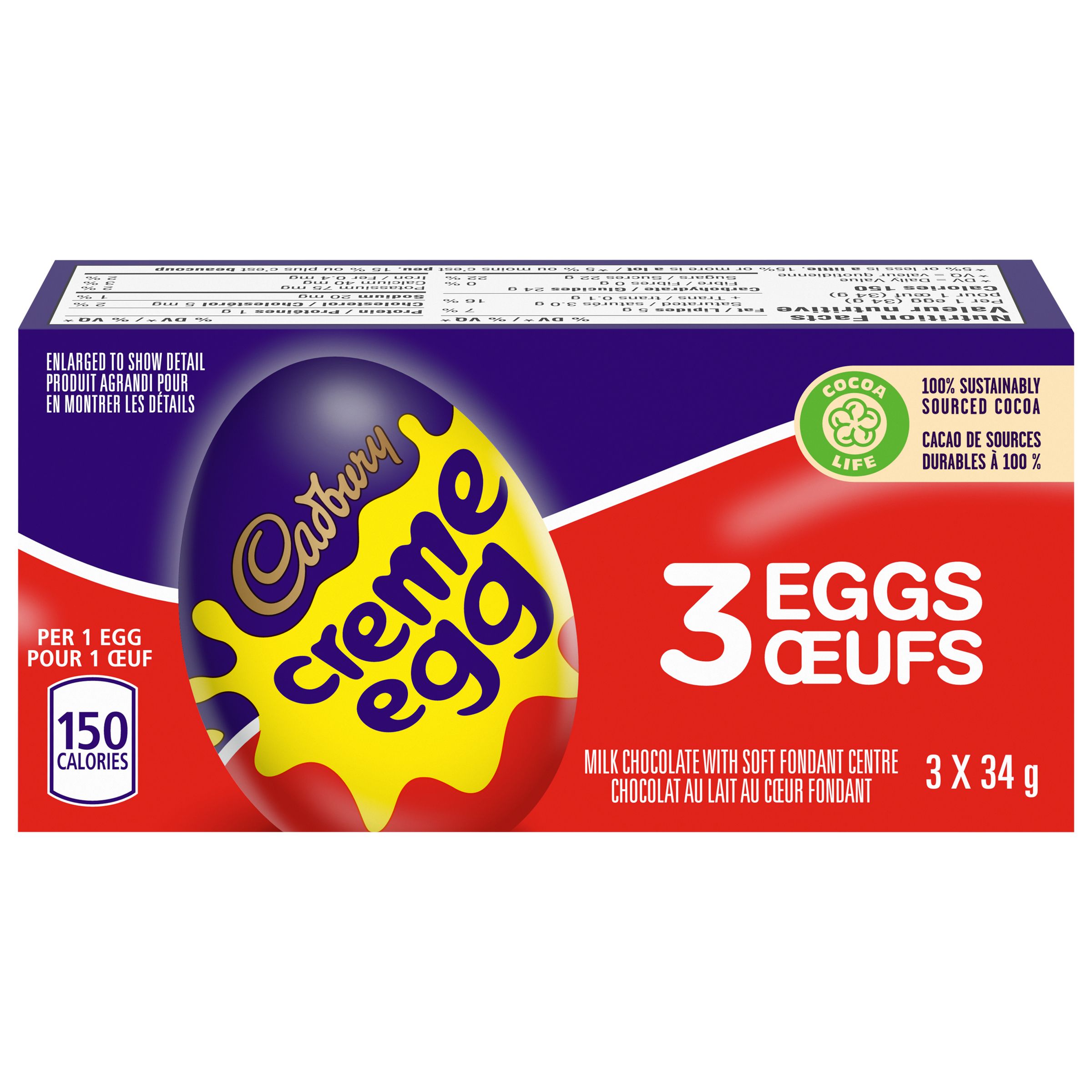 Cadbury Creme Eggs Milk Chocolate with Soft Fondant Centre Candy (3 Pieces, 102 g)-0