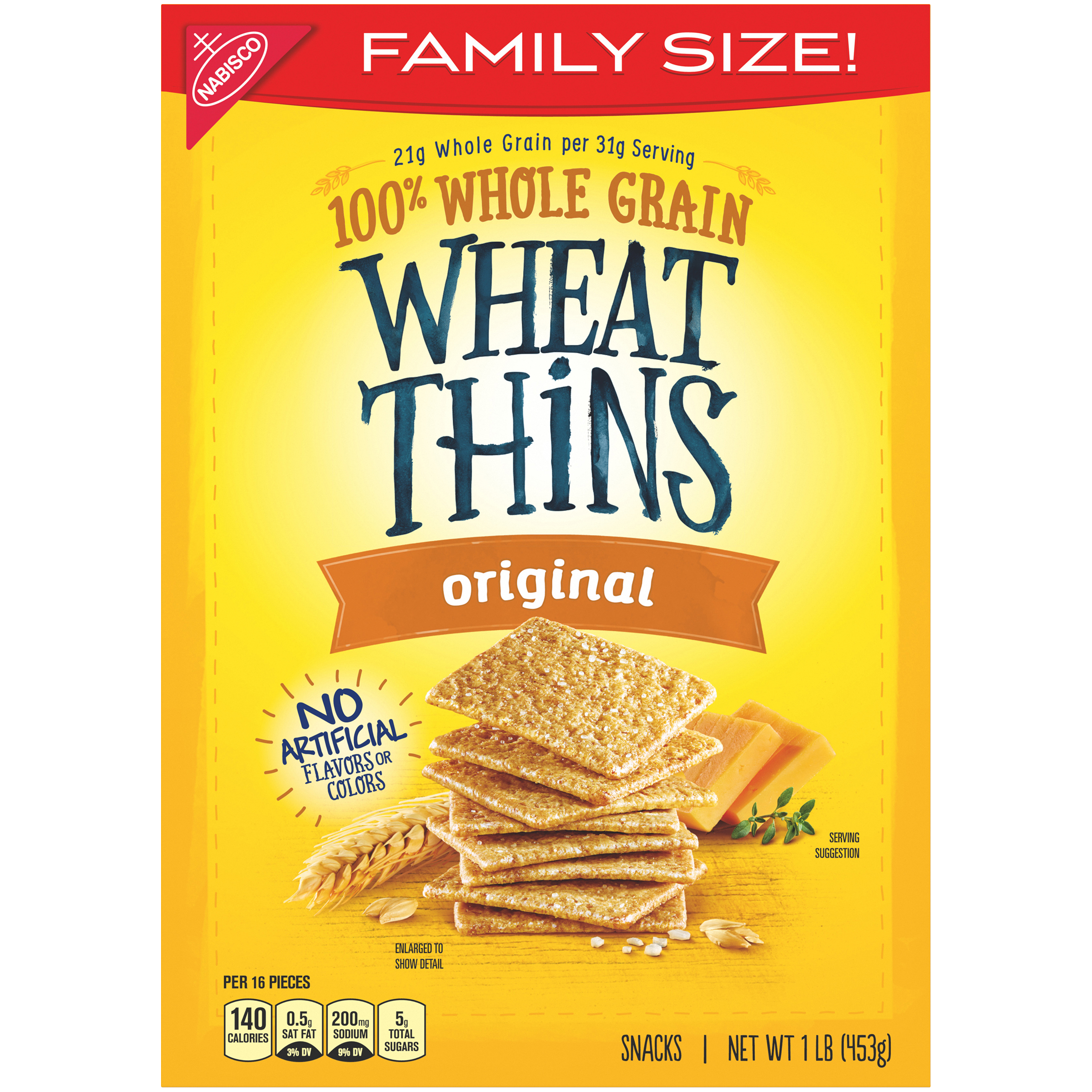 Wheat Thins Original Whole Grain Wheat Crackers, Family Size, 16 oz-thumbnail-1