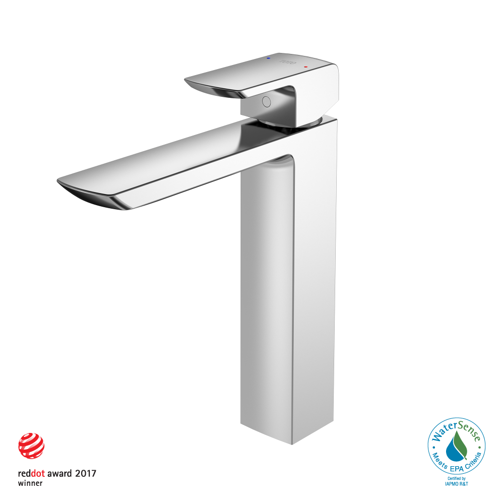 TOTO GR 1.2 GPM Single Handle Vessel Bathroom Sink Faucet with COMFORT GLIDE Technology, Polished Chrome, Brass, TLG02307U#CP