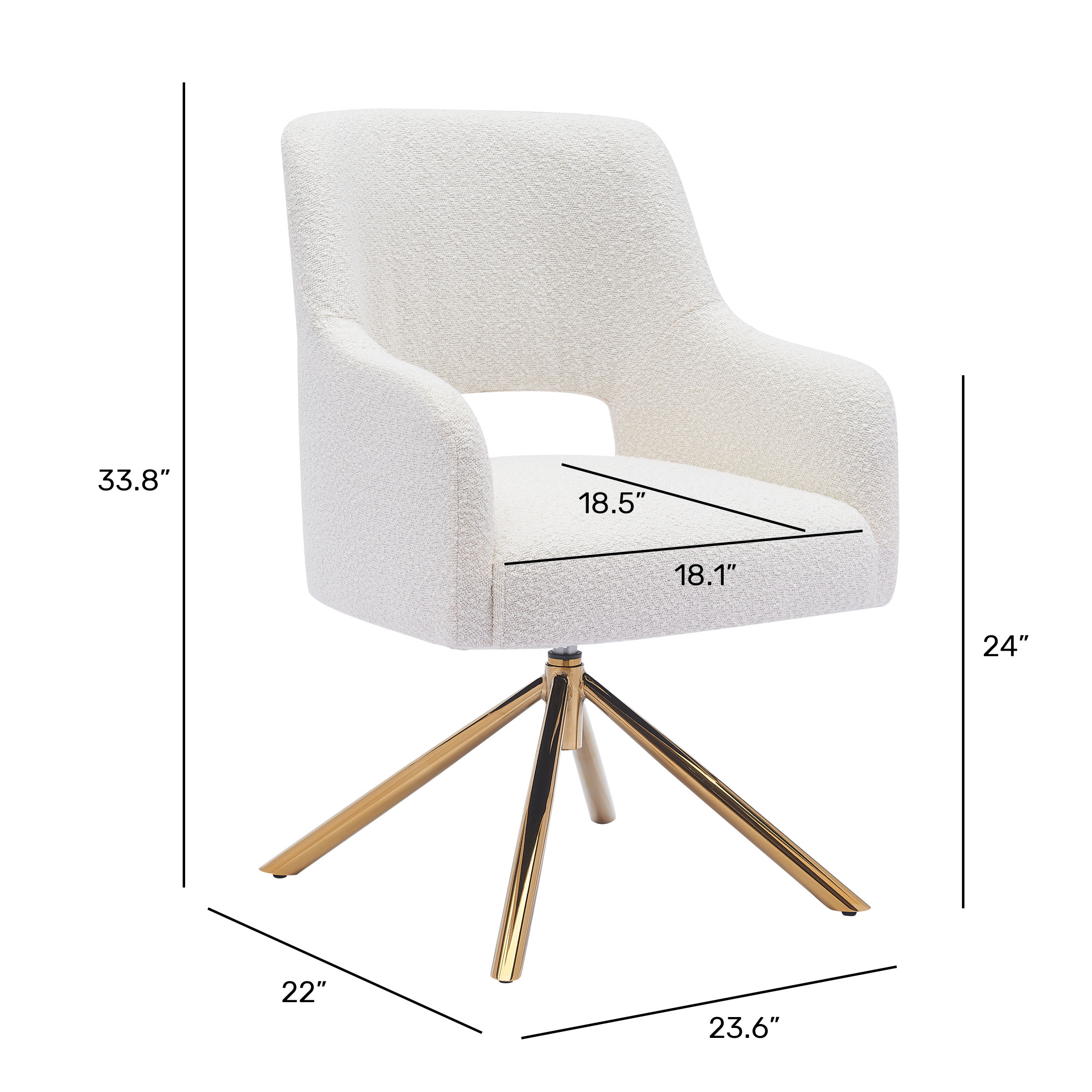 Mid-Century Modern Wide Boucle Swivel Vanity ChairWWT Spec Image