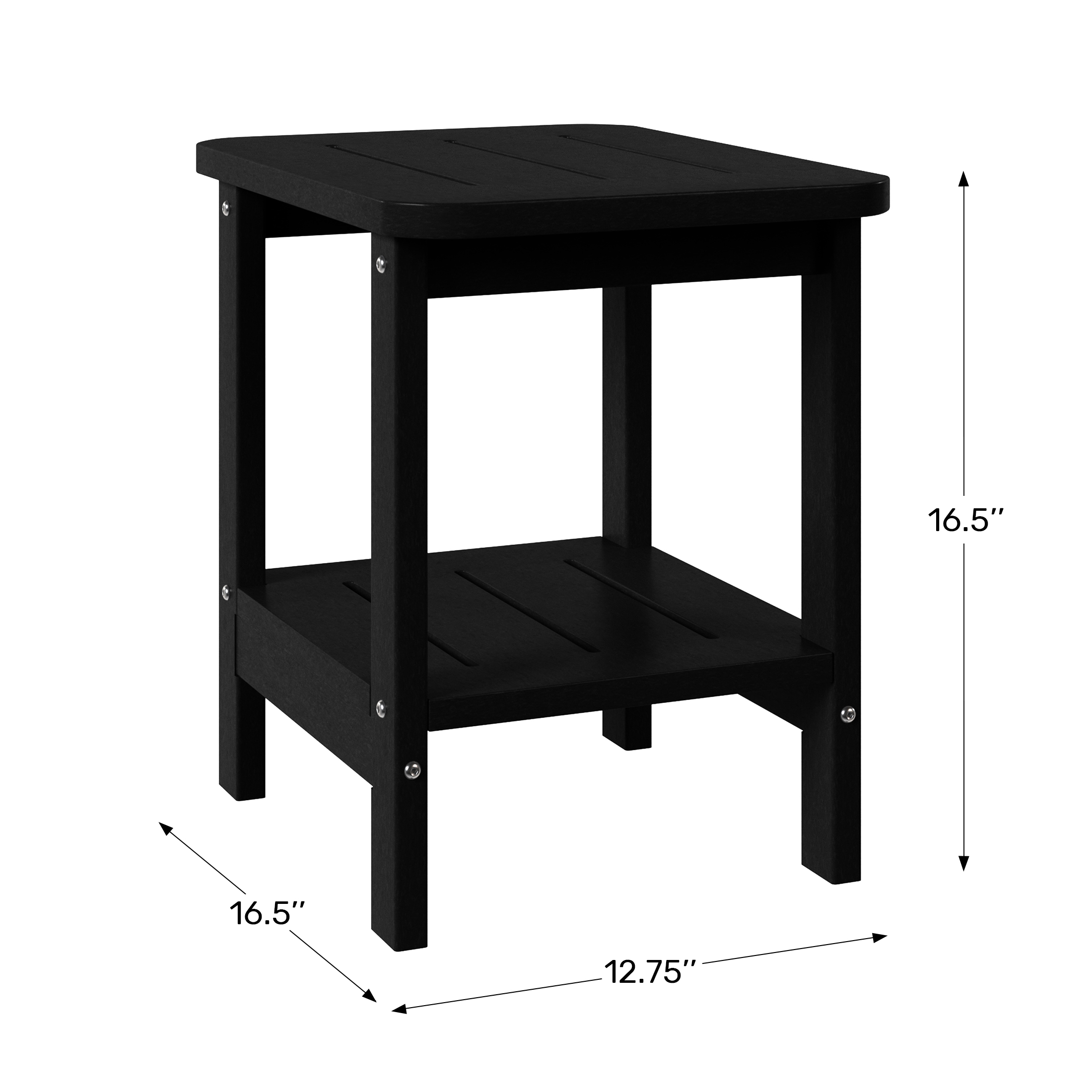 2-Tier Outdoor HDPE Modern Adirondack Square Patio Side TableWWT Spec Image
