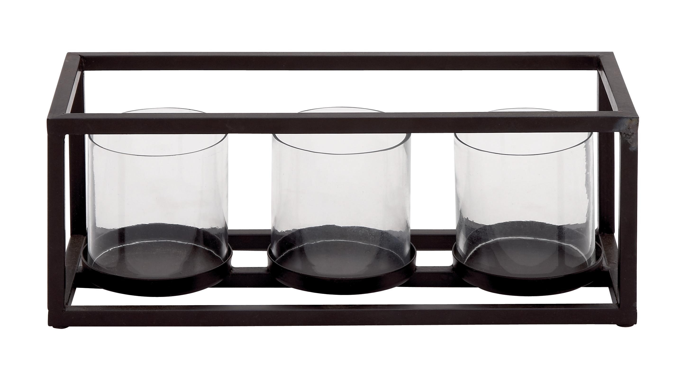 Black Metal Contemporary Candlestick Holders, 5" x 14" x 5"