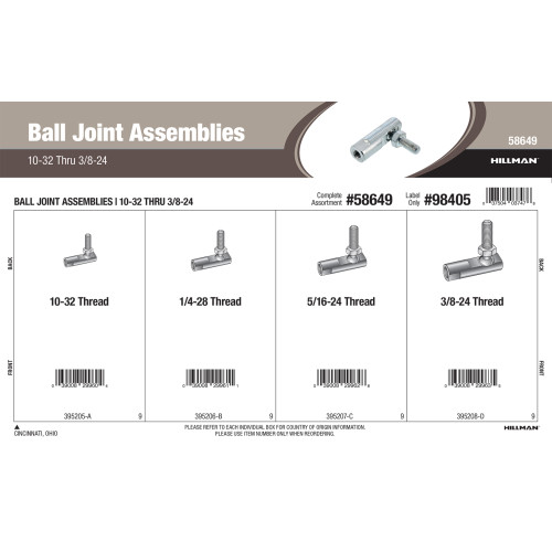 Ball Joint Assemblies Assortment (1032 thru 3/8"24)