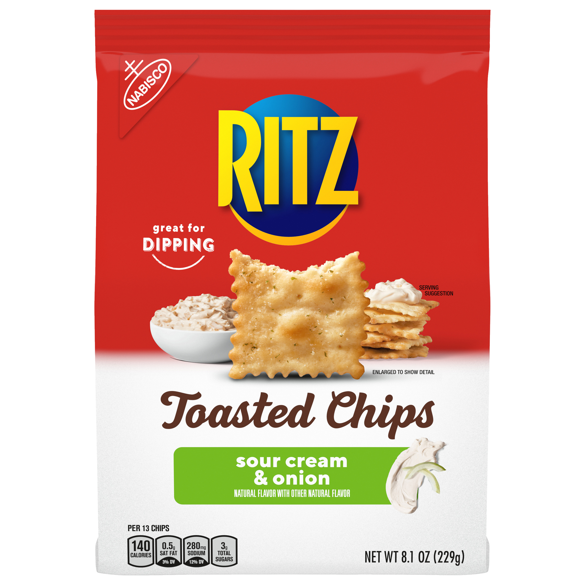 RITZ Toasted Chips Sour Cream and Onion Crackers, 8.1 oz-thumbnail-0