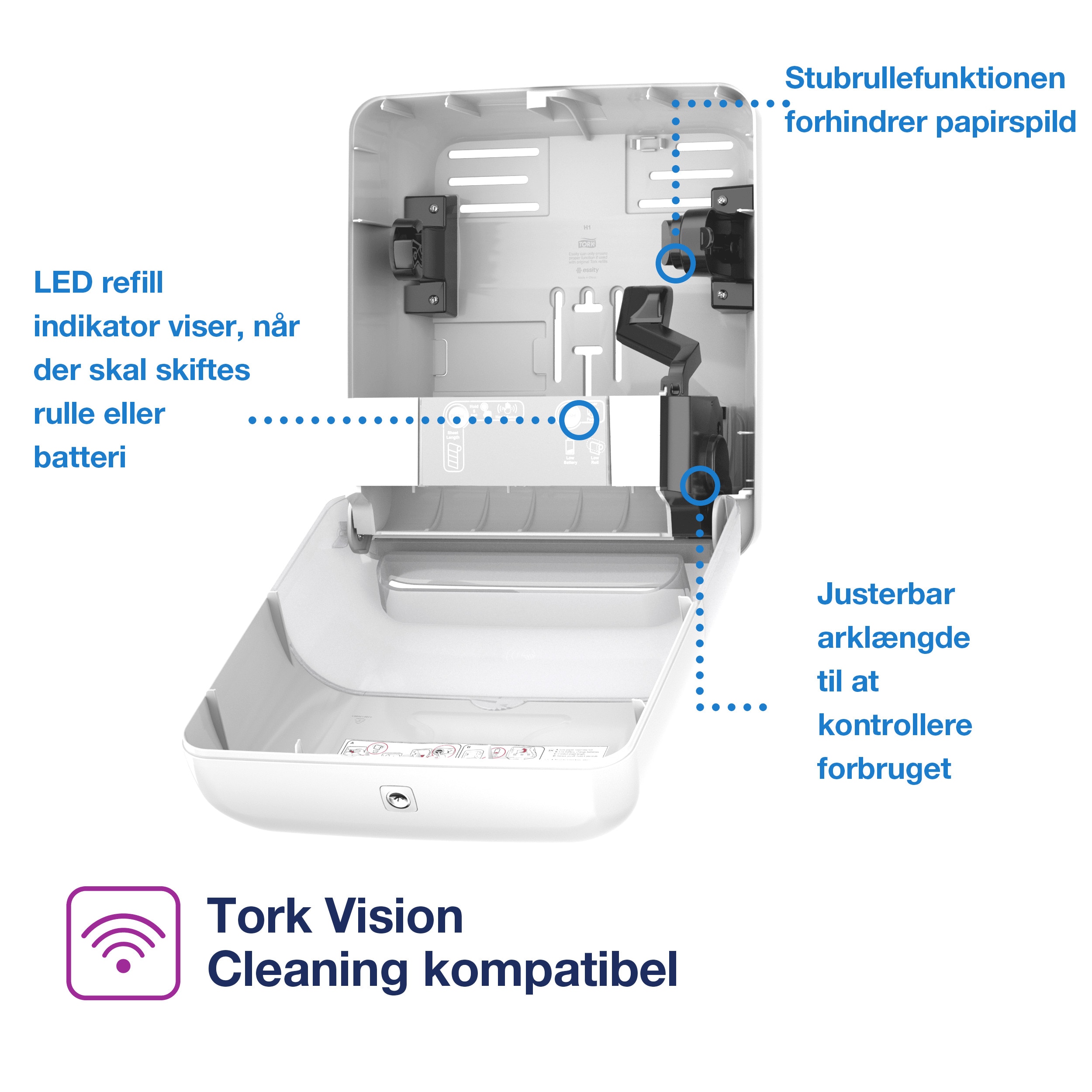 Håndklædedispenser, Til håndklæderuller, Sensor, Hvid, Tork Matic Sensor  H1