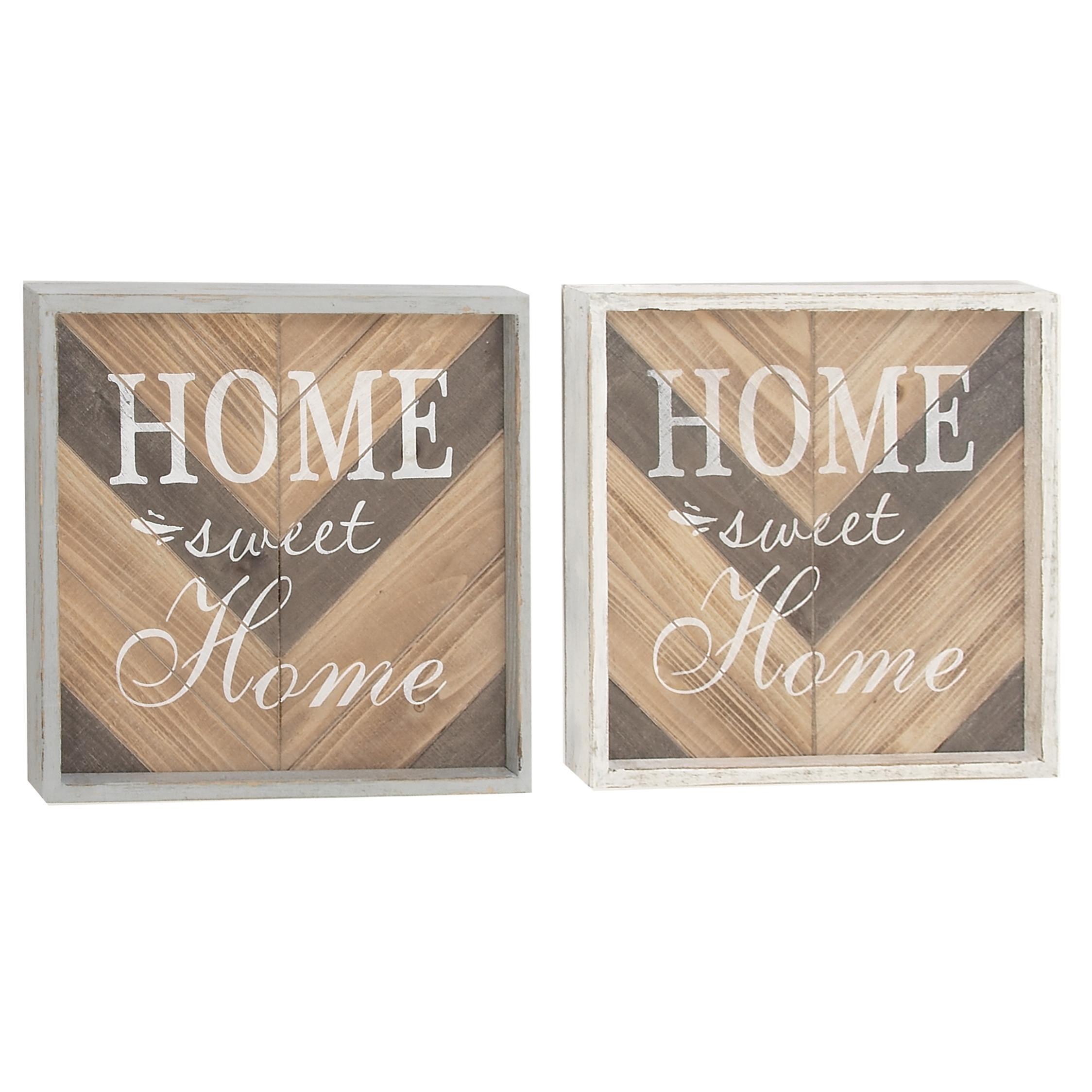 Brown Wood Sign Wall Decor, 2 Assorted 14"W, 14"H