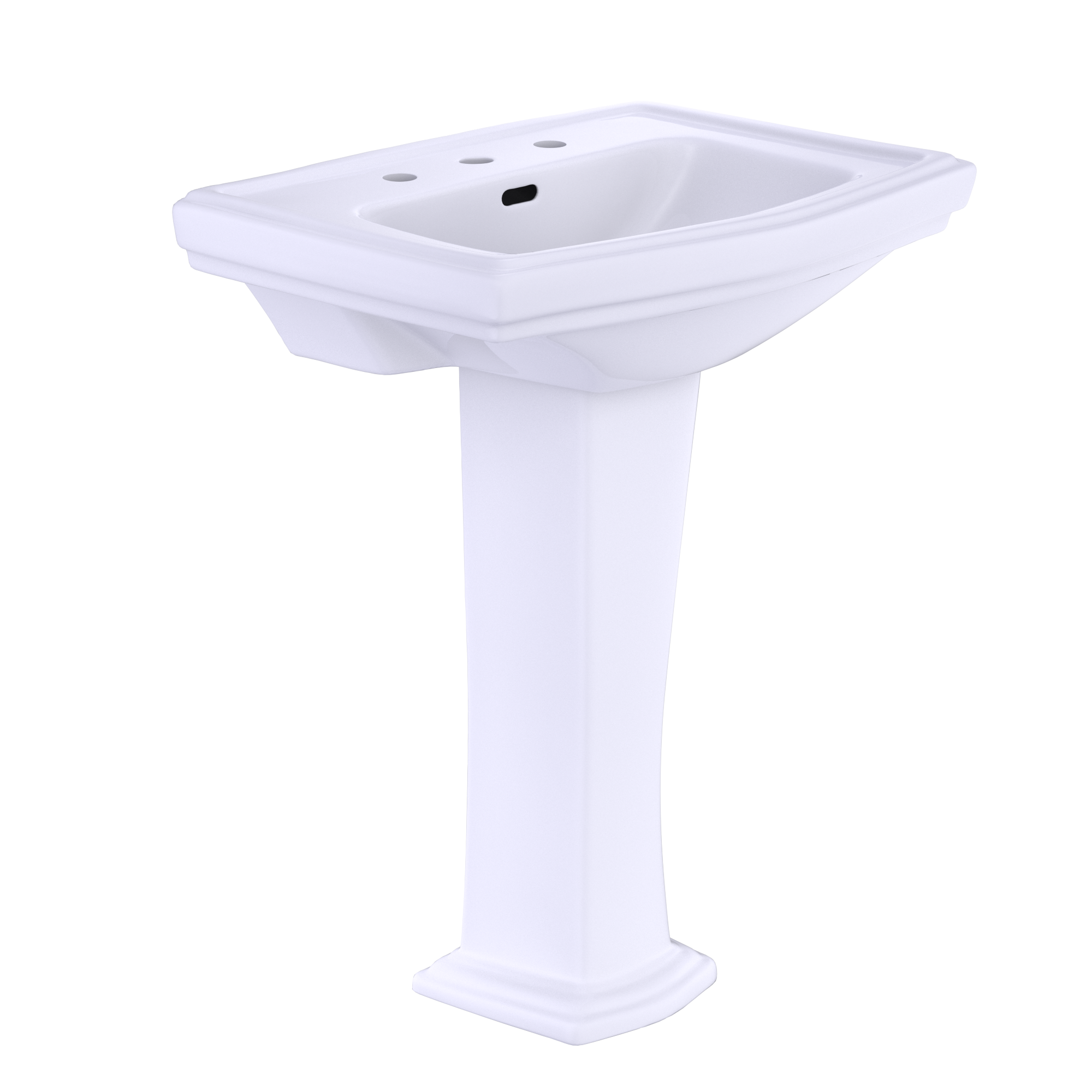 TOTO Clayton Rectangular Pedestal Bathroom Sink for 8 Inch Center Faucets, Cotton White, Vitreous China, LPT780.8#01