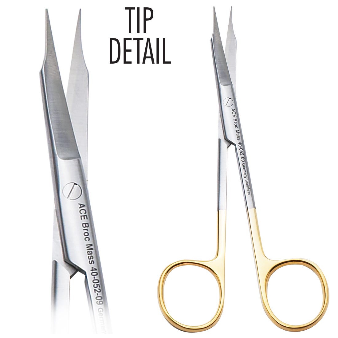 ACE Goldman Fox Scissors, curved, 1 blade serrated, tungsten carbide tips