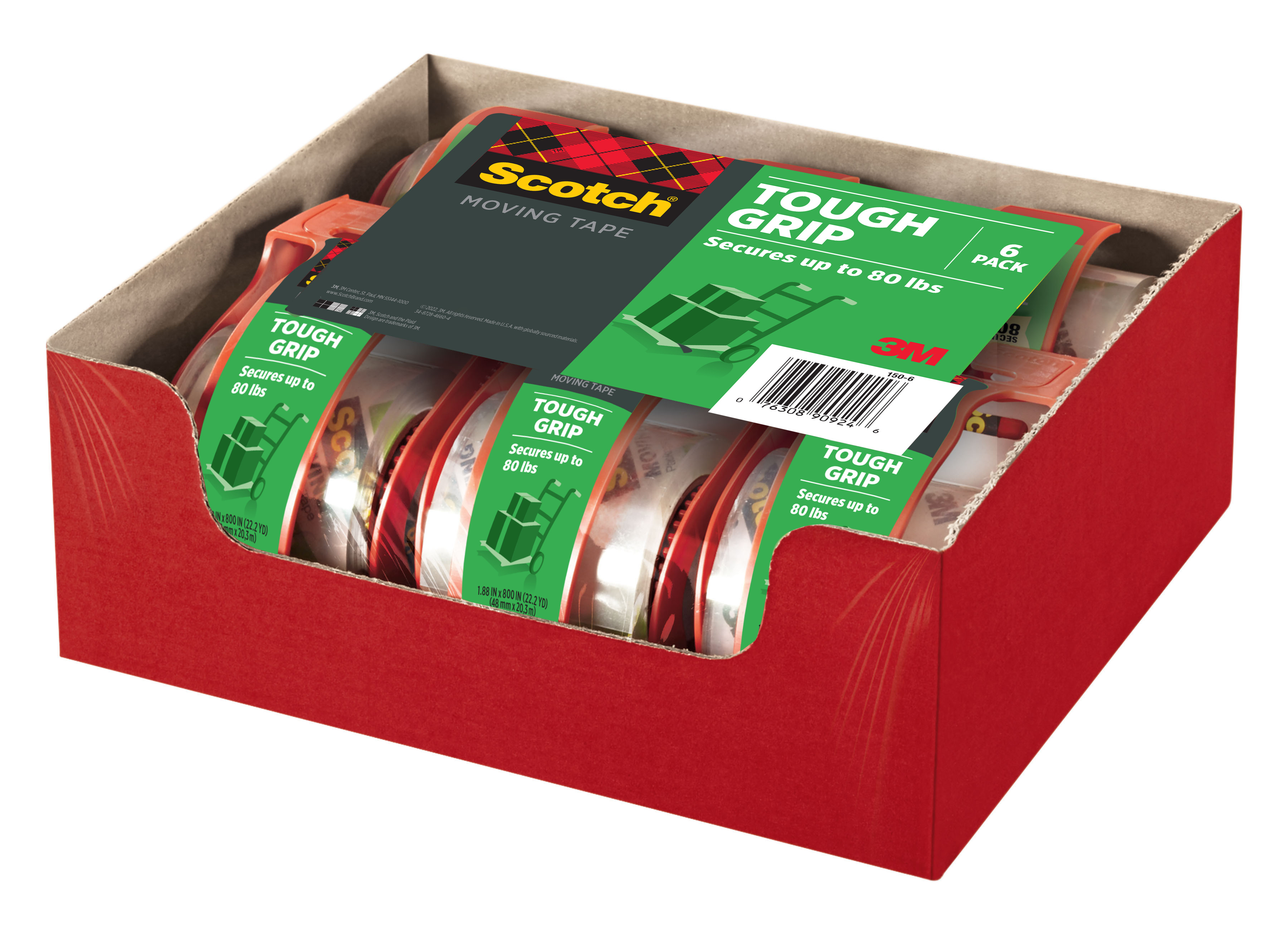 SKU 7100103369 | Scotch® Tough Grip Moving Packaging Tape 150-6