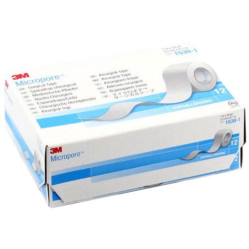 Micropore™ Surgical Tape, White Paper, 1" x 10yds  - 12/Box