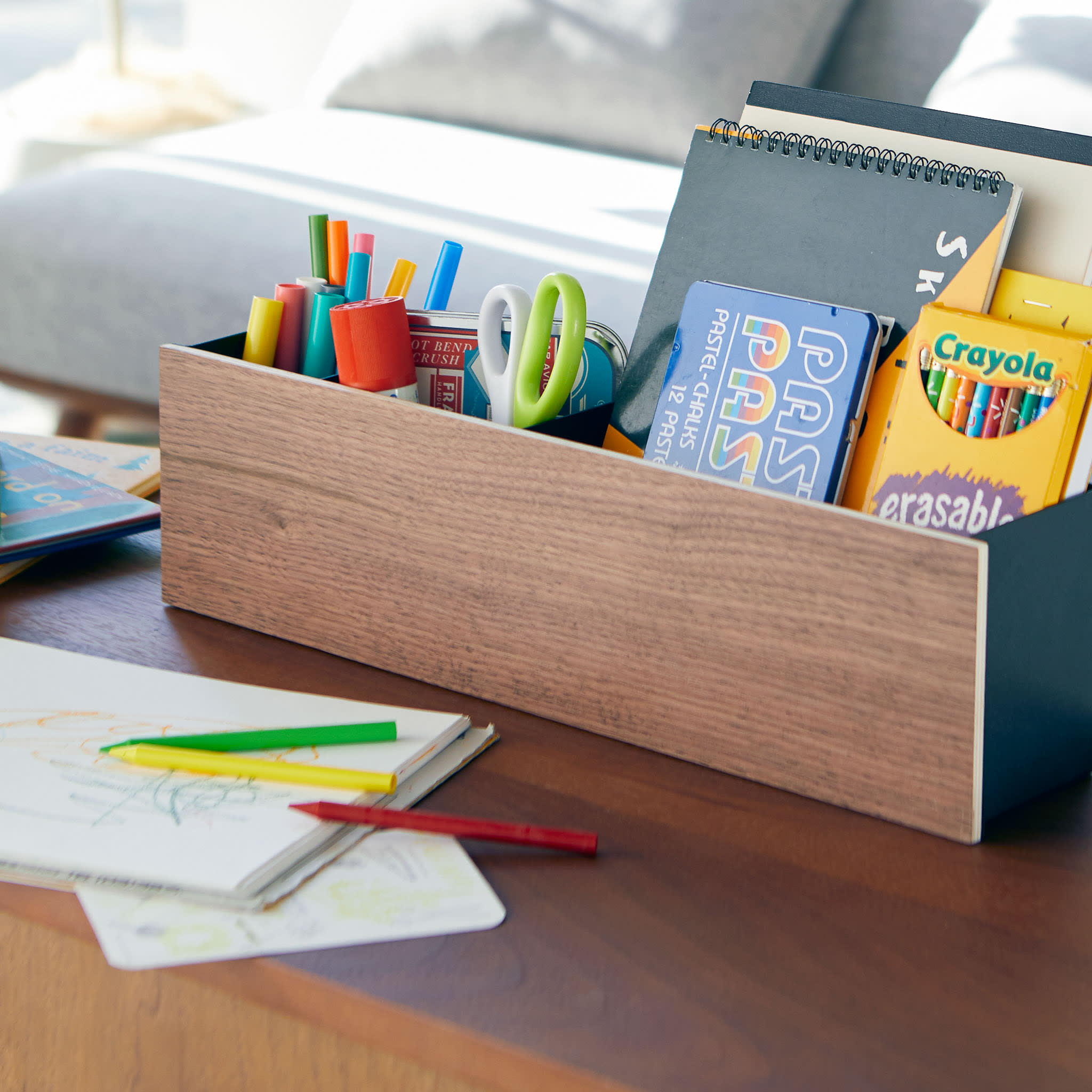 Wide Tabletop Organizer : Elegant Wood Look