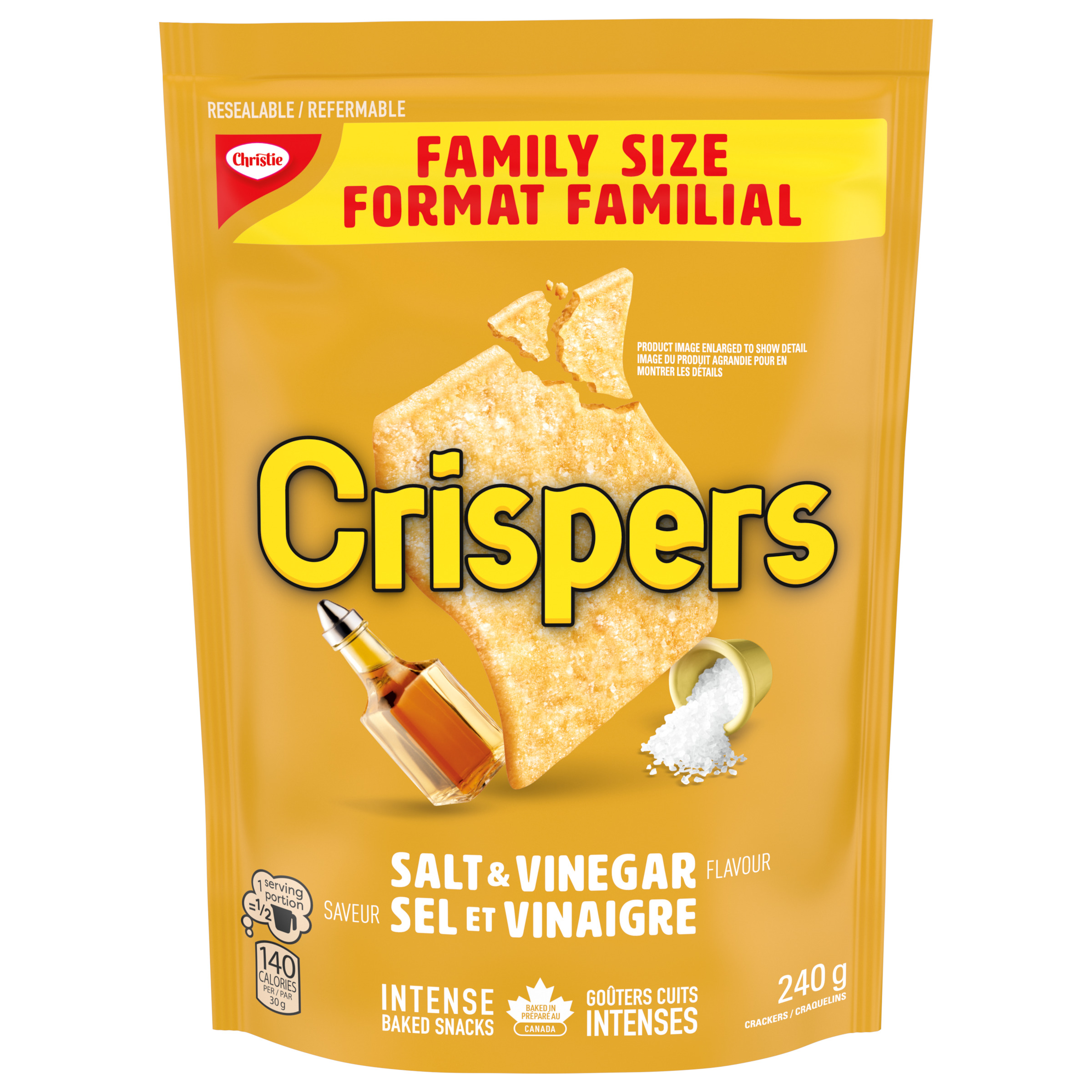Crispers Salt & Vinegar Flavour Family Size Salty Snacks 240 G-thumbnail-0