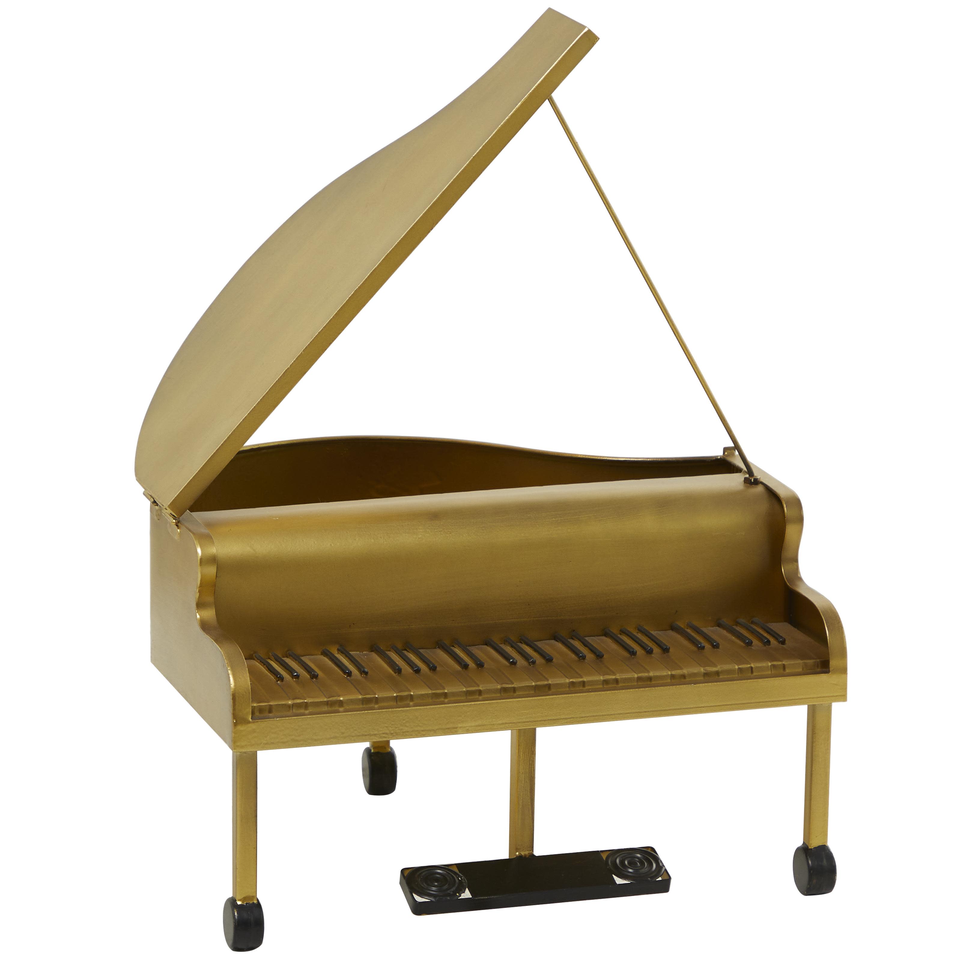 The Novogratz Gold Metal Instrument Piano Decorative Sculpture, 16" x 13" x 22"