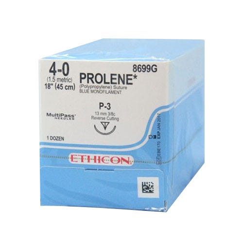 PROLENE® Polypropylene Blue Monofilament Sutures, 4-0, P-3, Precision Point-Reverse Cutting, 18" - 12/Box