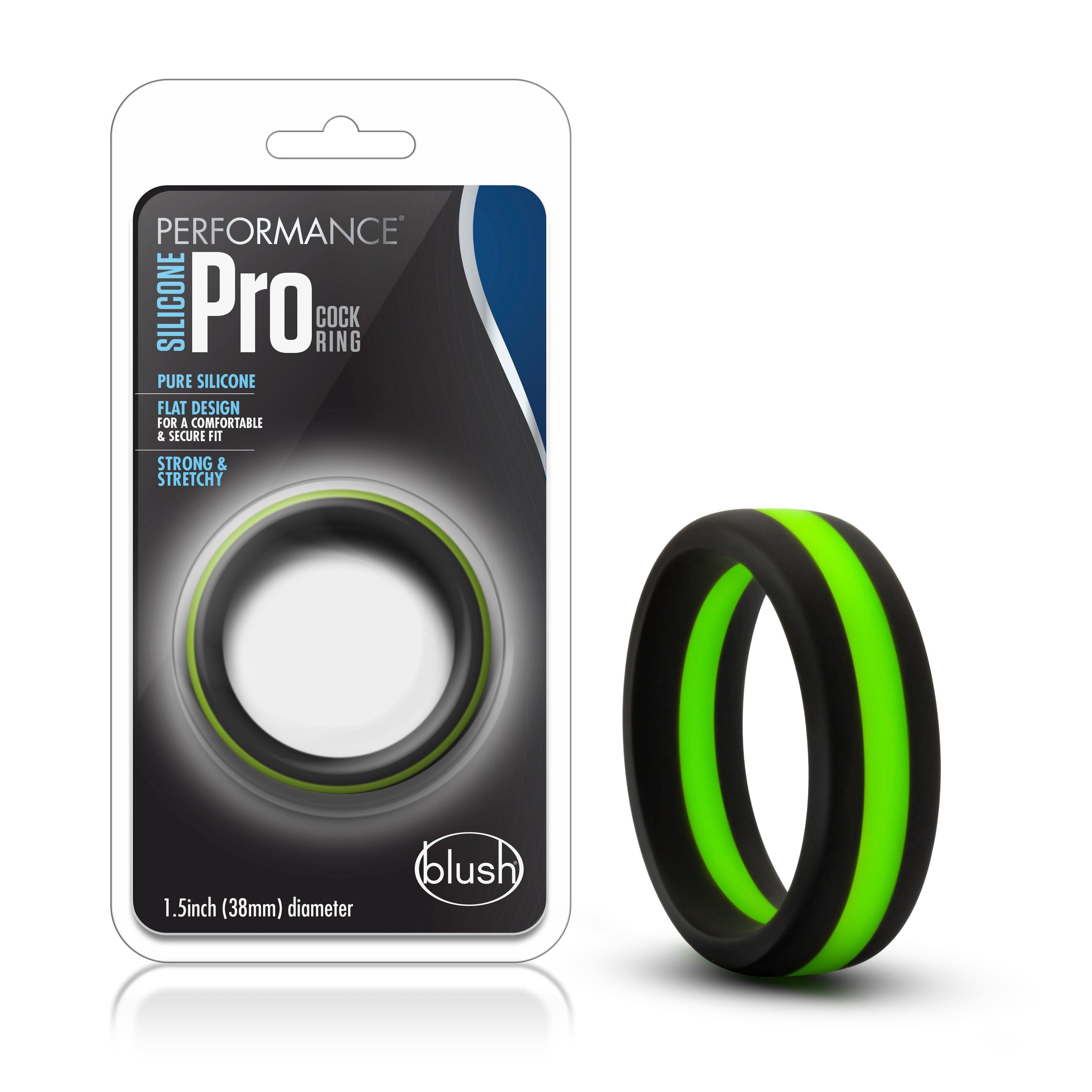 Blush Performance? / Pro: Green & Black Penis Ring - Made with Puria? Silicone