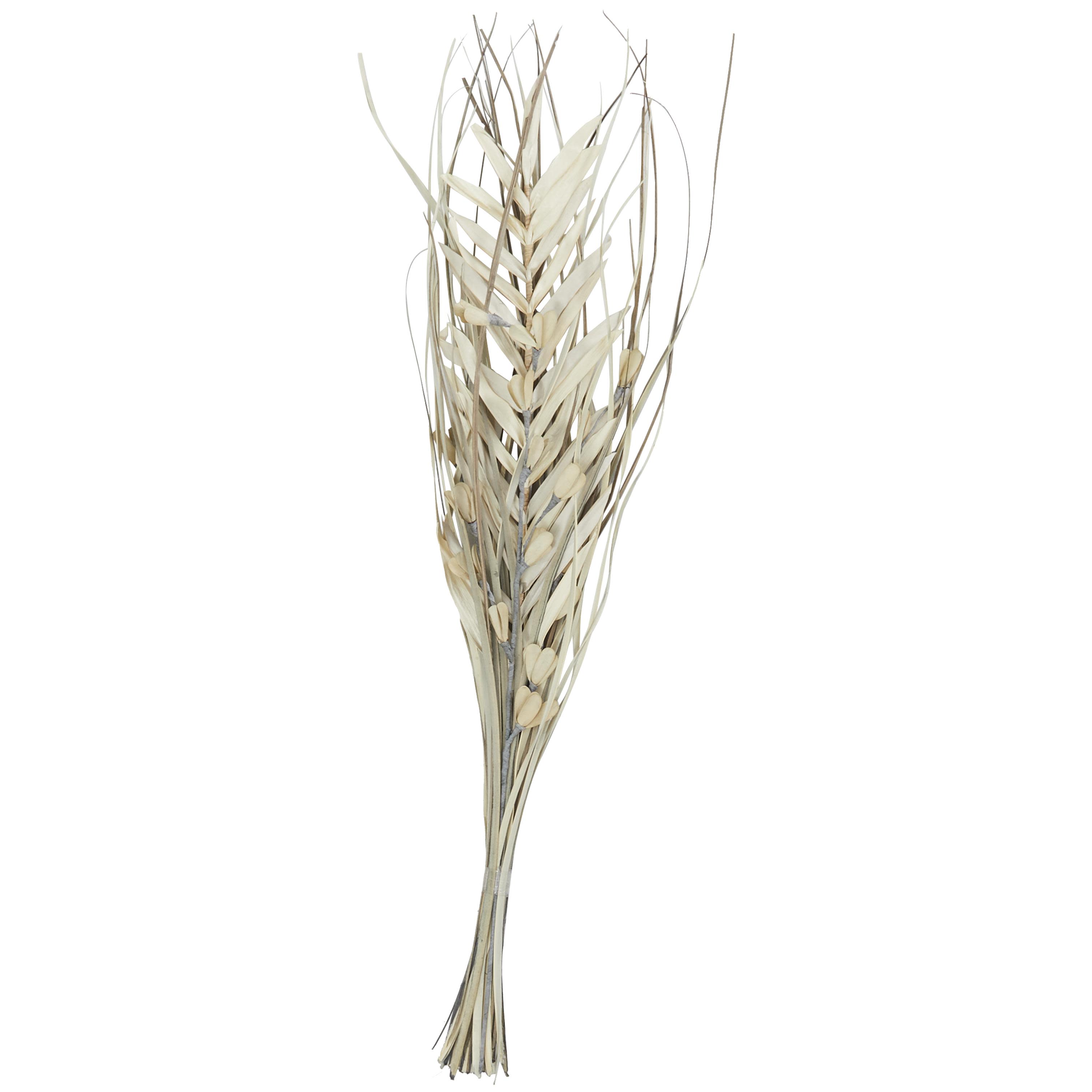 Beige Dried Plant Palm Leaf Handmade Tall Floral Grass Bouquet Home Decor Natural Foliage, 10" x 2" x 40"