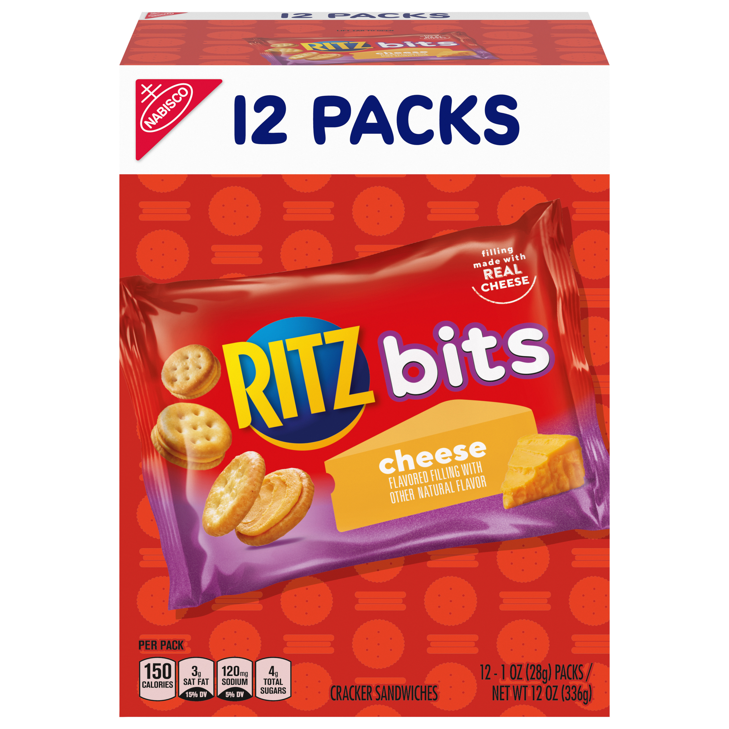 RITZ Bits Cheese Sandwich Crackers, 12 Snack Packs-thumbnail-0
