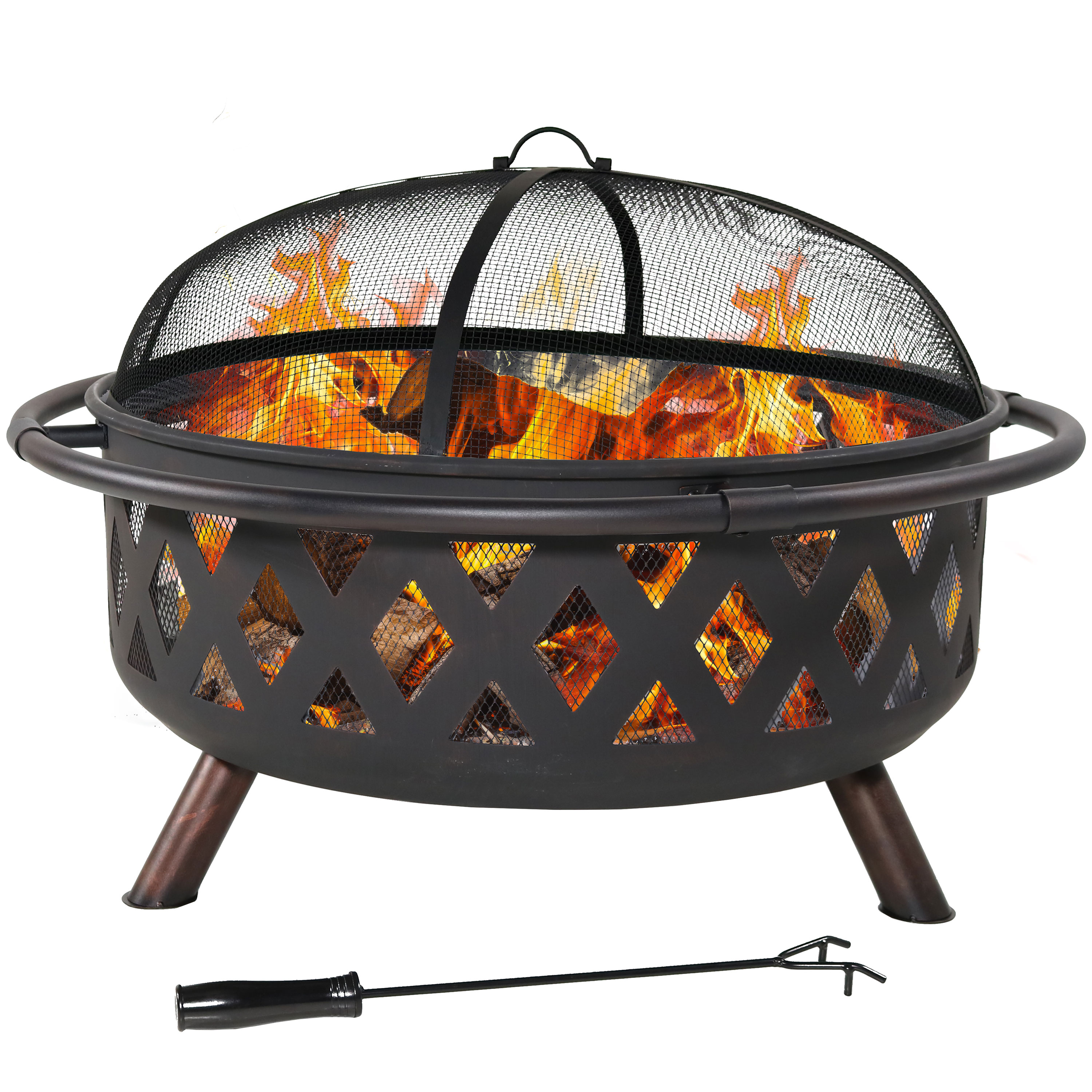 Sunnydaze Black Crossweave Wood Burning Fire Pit - 36-Inch