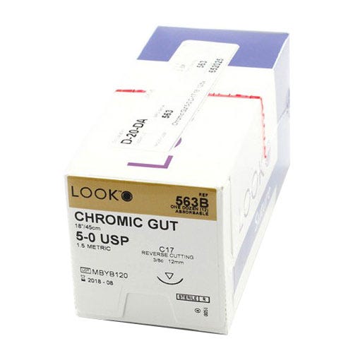 Chromic Gut Sutures, 5-0, C-17, Reverse Cutting, 18" - 12/Box