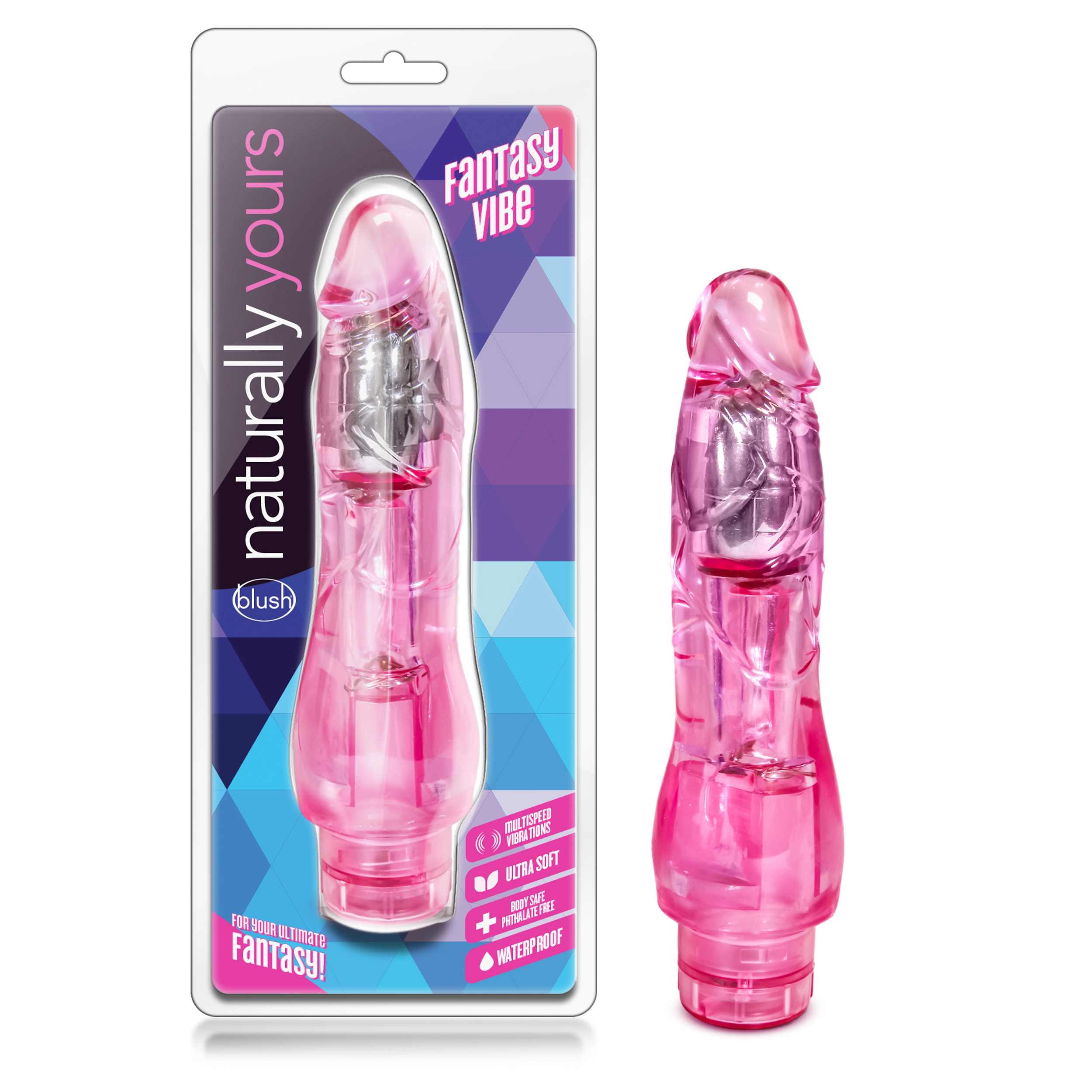 Blush Naturally Yours Fantasy Vibe Realistic Pink 8.5-Inch Long Vibrating Dildo