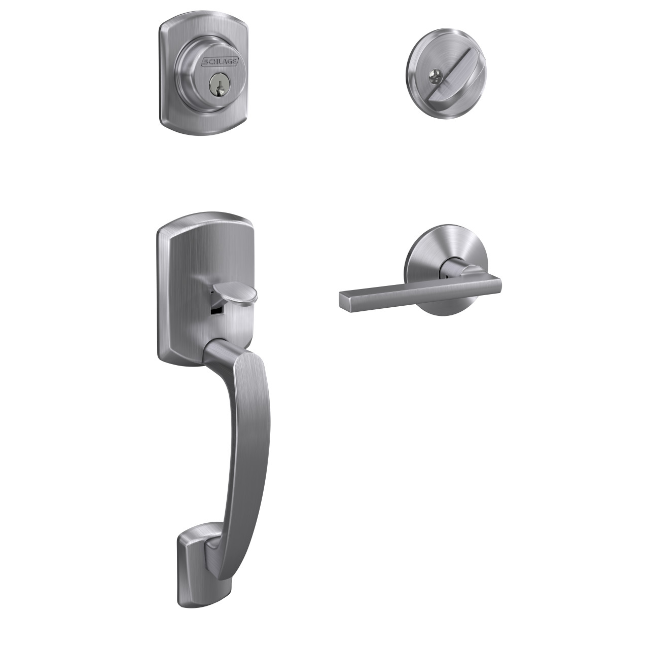 Custom Single Cylinder Handleset and Latitude Lever with Kinsler Trim
