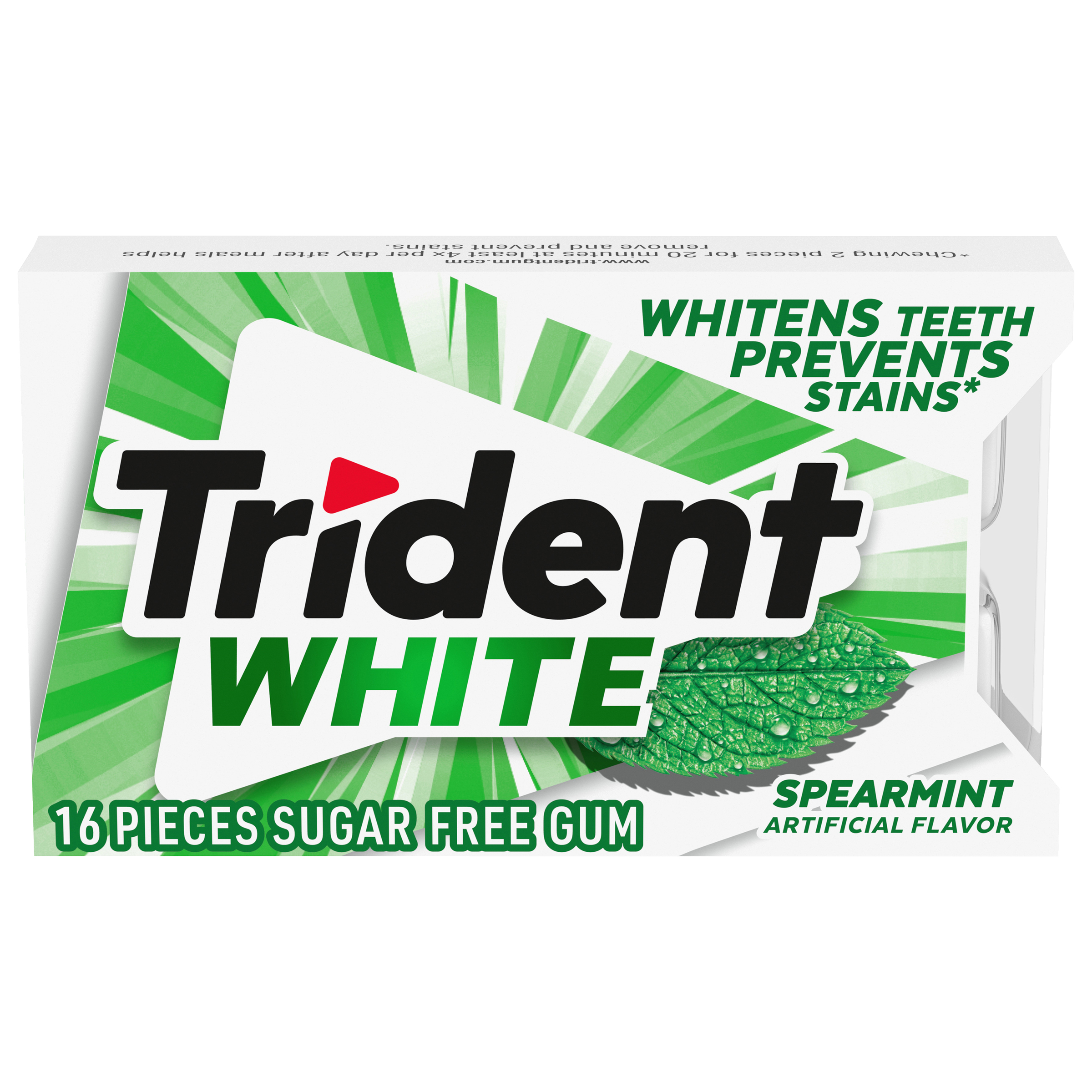 TRIDENT White Spearmint Sugar Free Gum 16PC 18x9