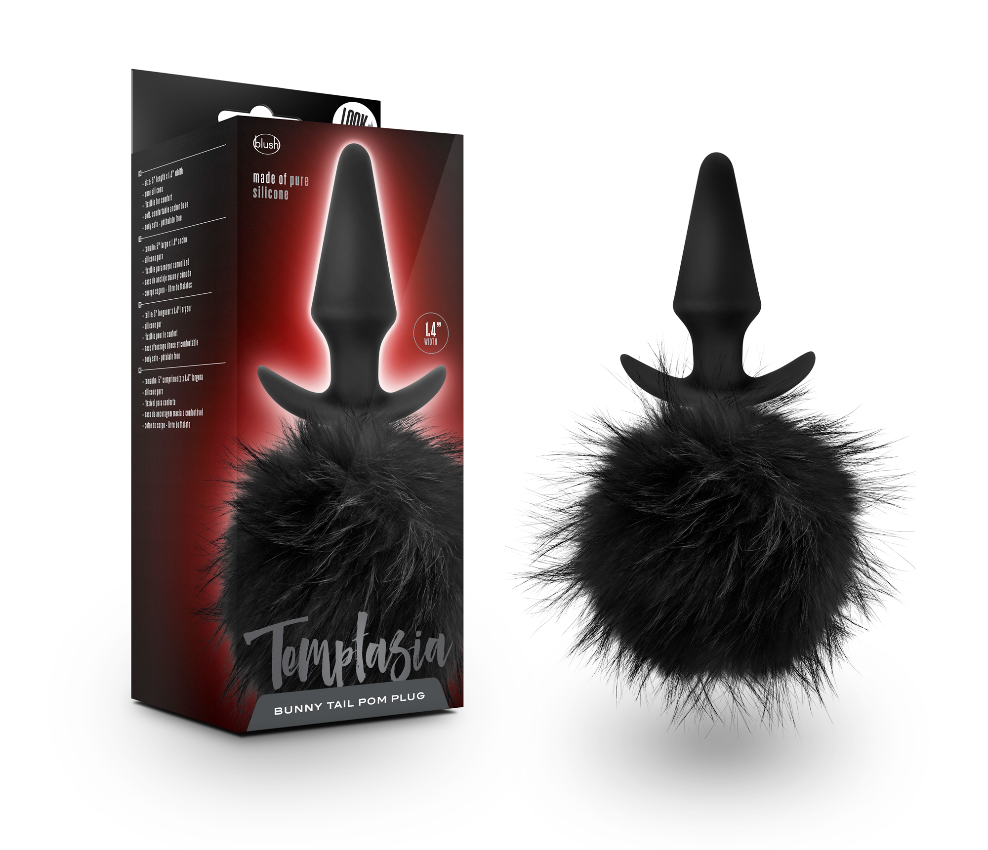 Blush Temptasia Bunny Tail Pom Black 6.75-Inch Anal Plug