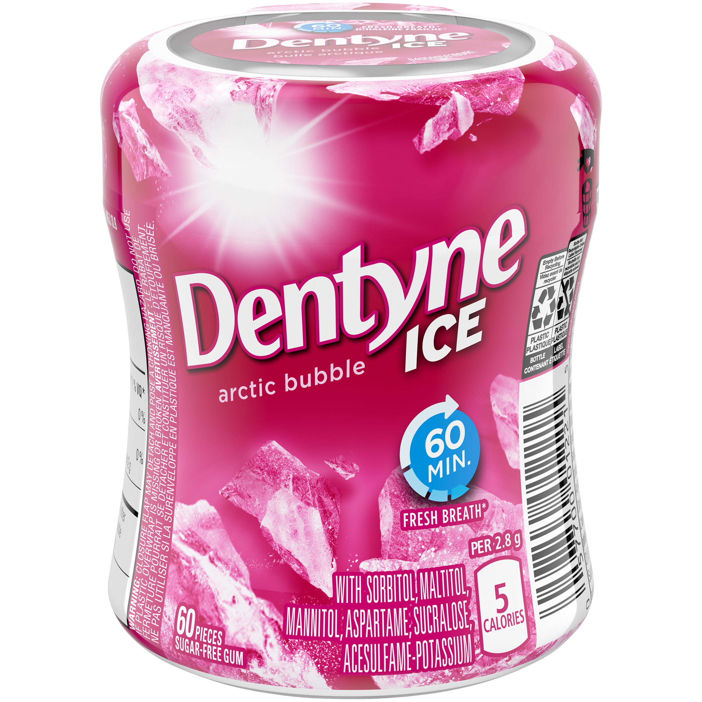 Dentyne Ice Arctic Bubble, Sugar Free Gum, 1 Go-Cup (60 Pieces)