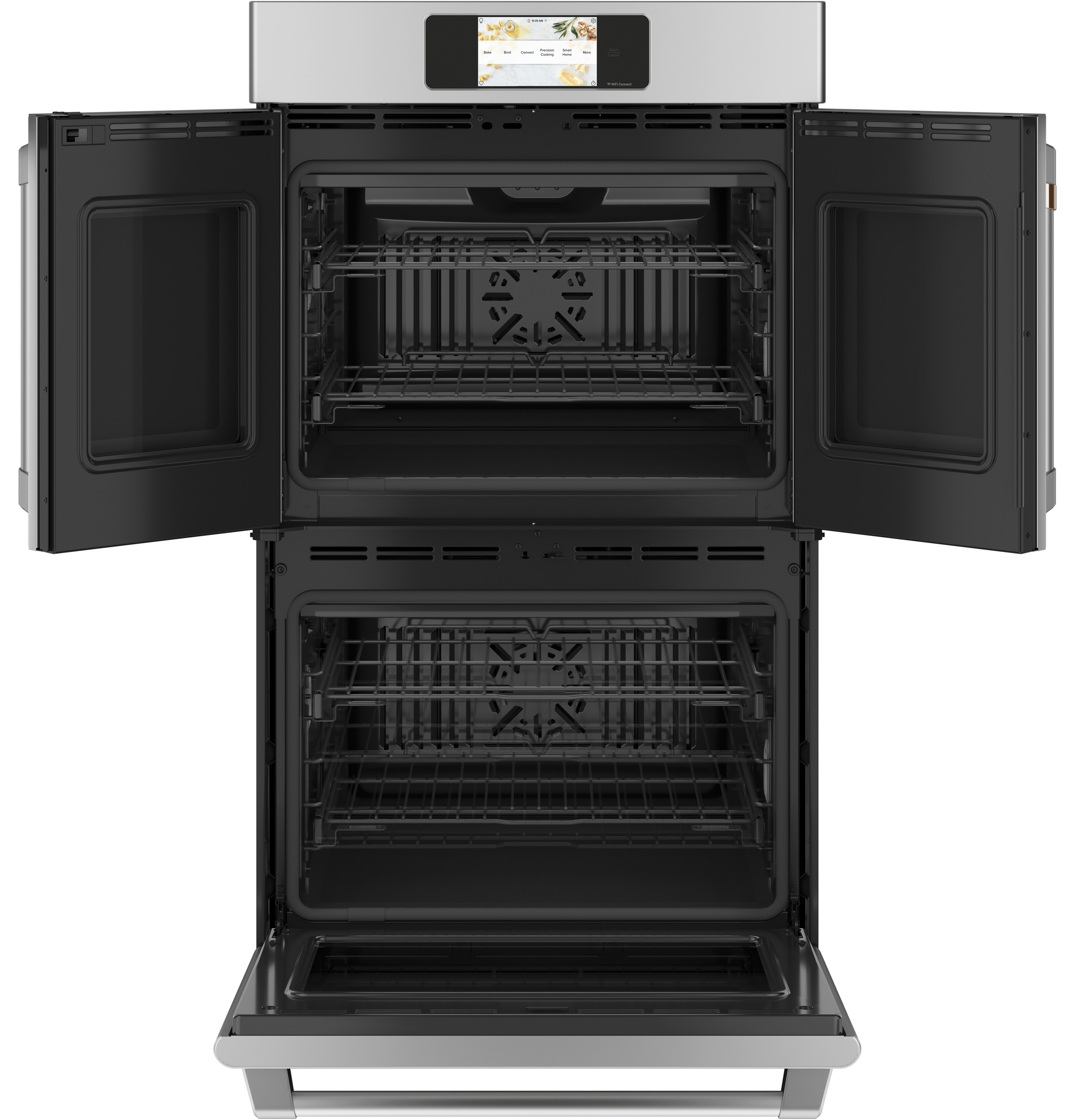 30" Width Dbl Elec French-Dr Slf & Stm Cln Conv (Both) 7" Full-Clr Tch LCD Scrn 4x Roller Rck, Meat Prb Prec Ckg, Hot-Air Fry — Connectable via built-in WiFi — Est Drop Date = JUN-26 view 2