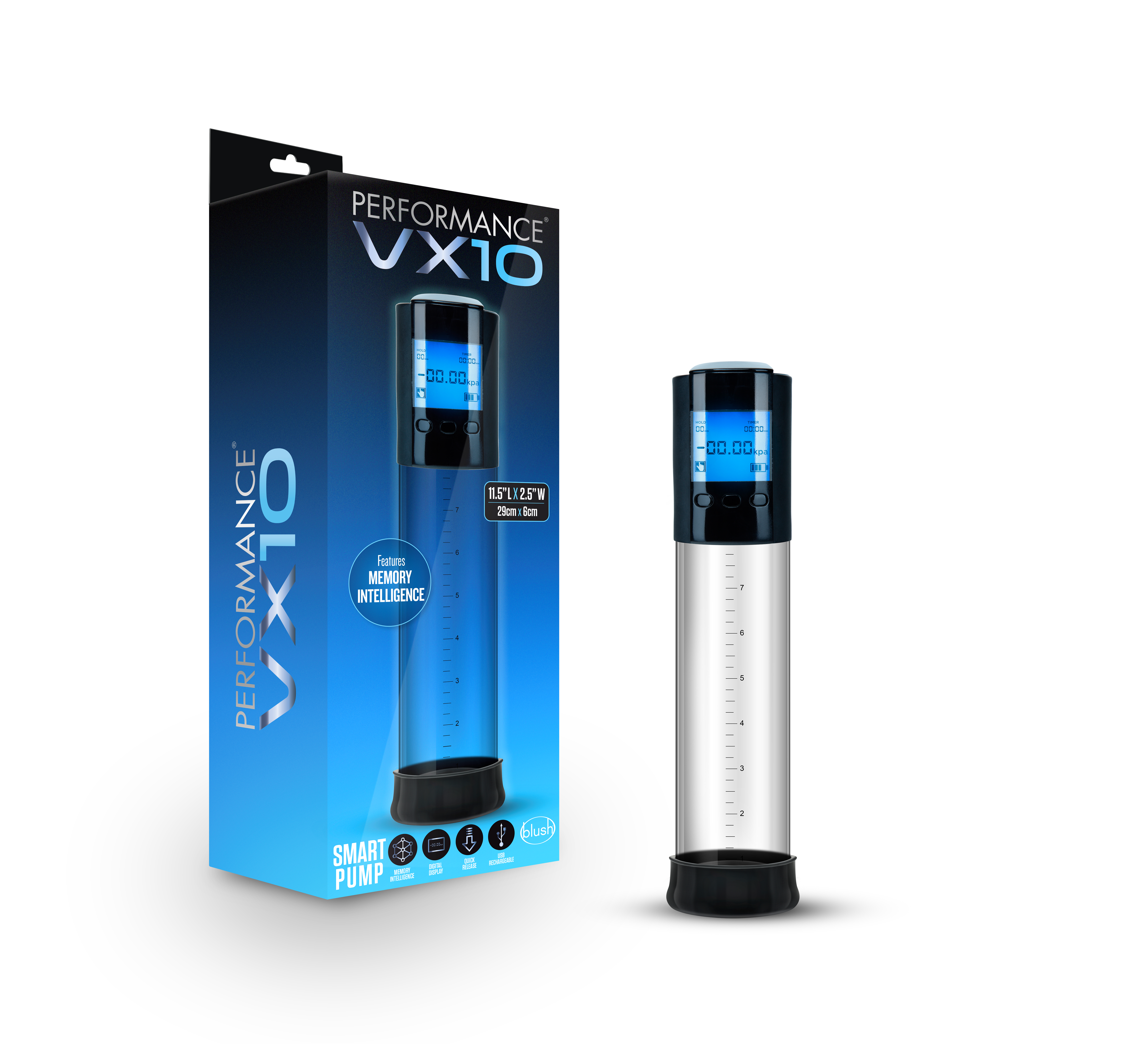 Blush Performance VX10 Male Enhancement Clear Rechargeable Pump