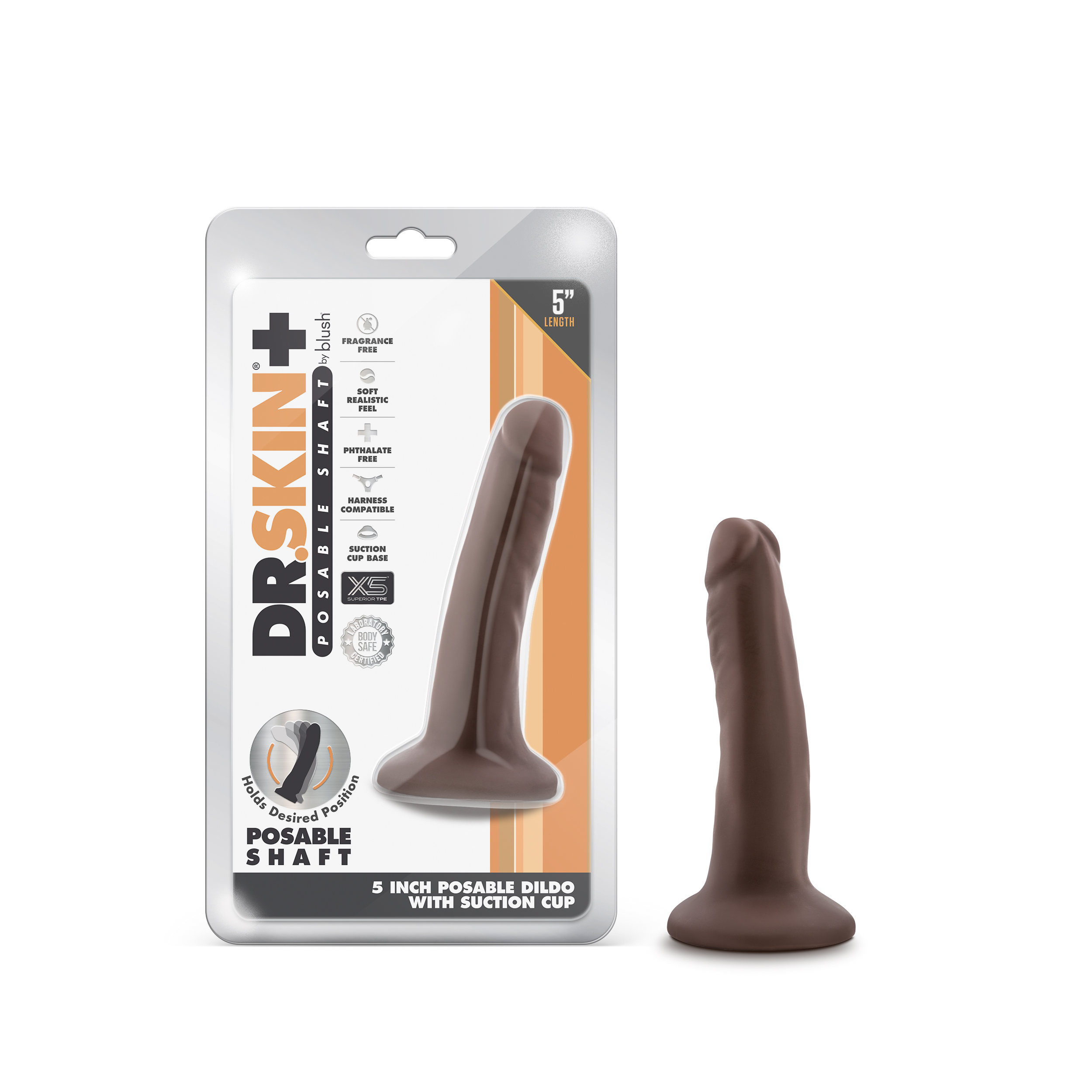 Blush Dr. Skin Plus Realistic Chocolate 5.5-Inch Long Dildo With Suction Cup Base