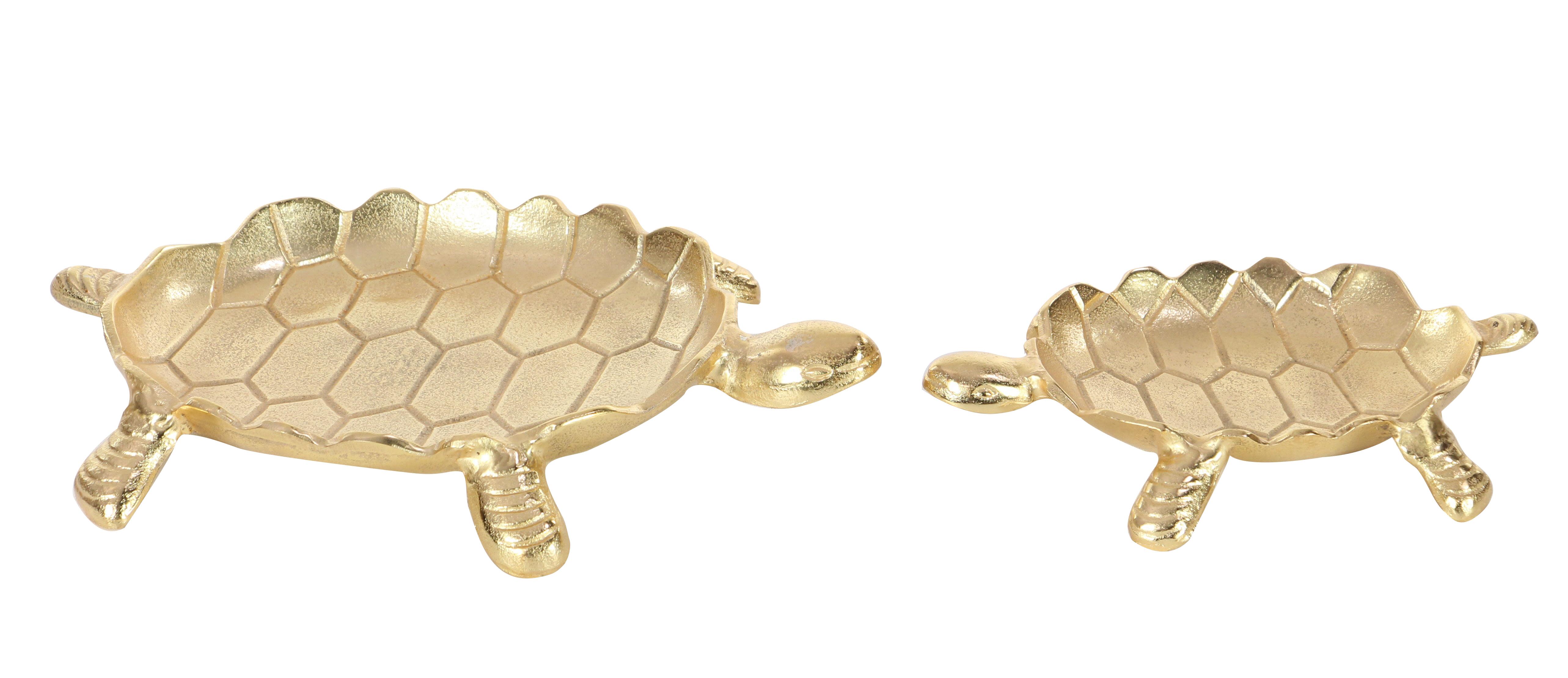 Gold Aluminum Metal  Tray, Set of 2 10", 15"W