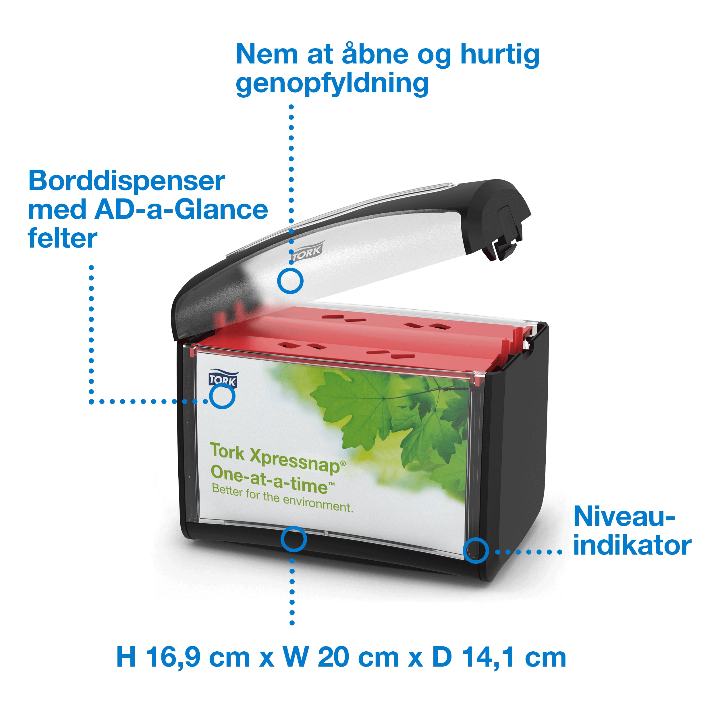 Servietdispenser, Bord, Sort, Plast, Tork Xpressnap N4