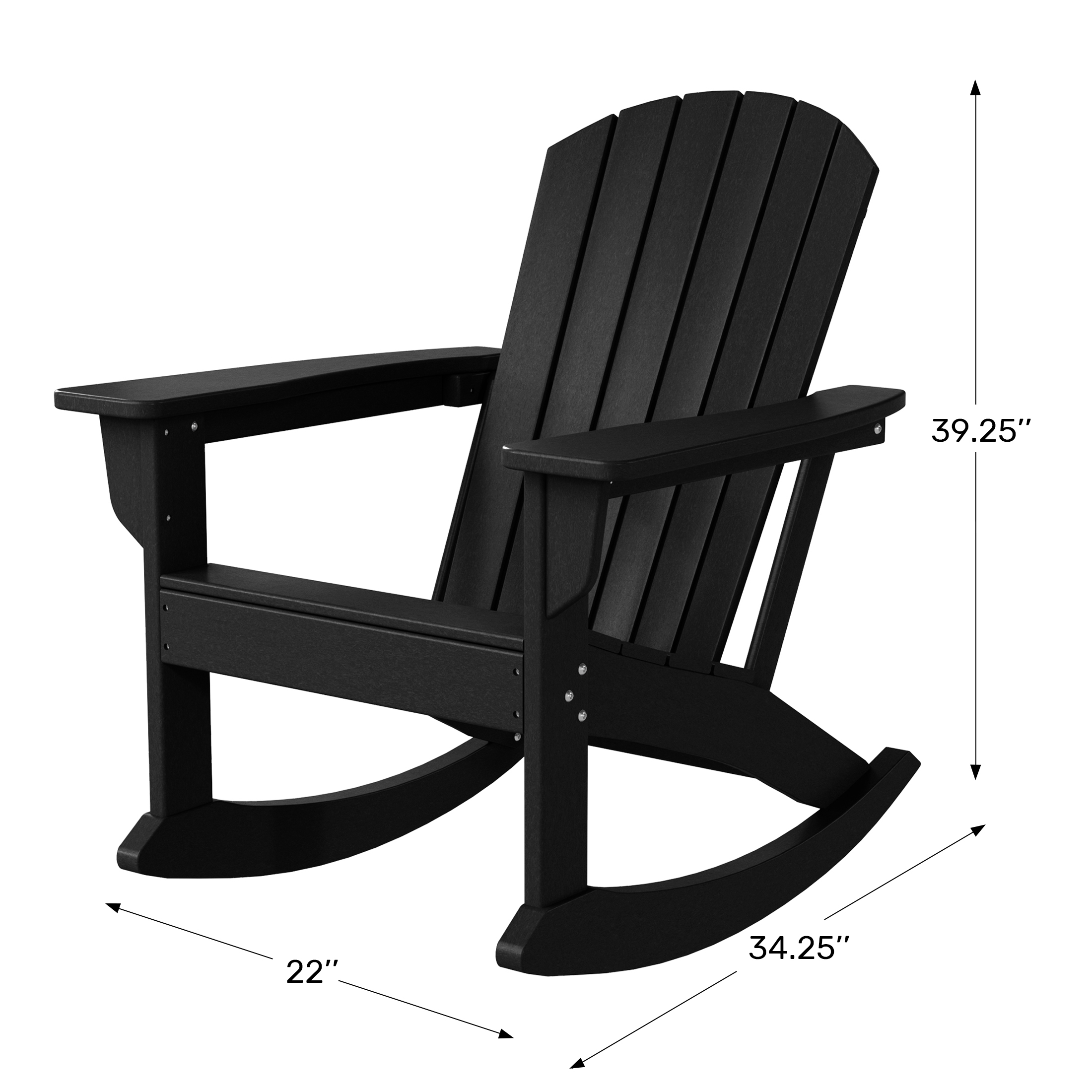 Outdoor Patio Poly Plastic Adirondack Rocking ChairWWT Spec Image