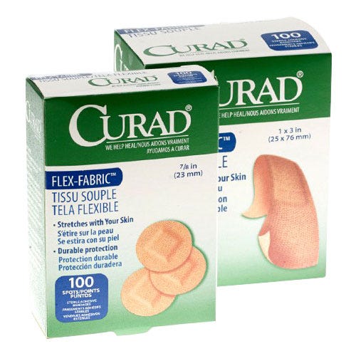 Curad® Fabric Adhesive Bandages, 1" x 3", Latex-Free - 100/Box