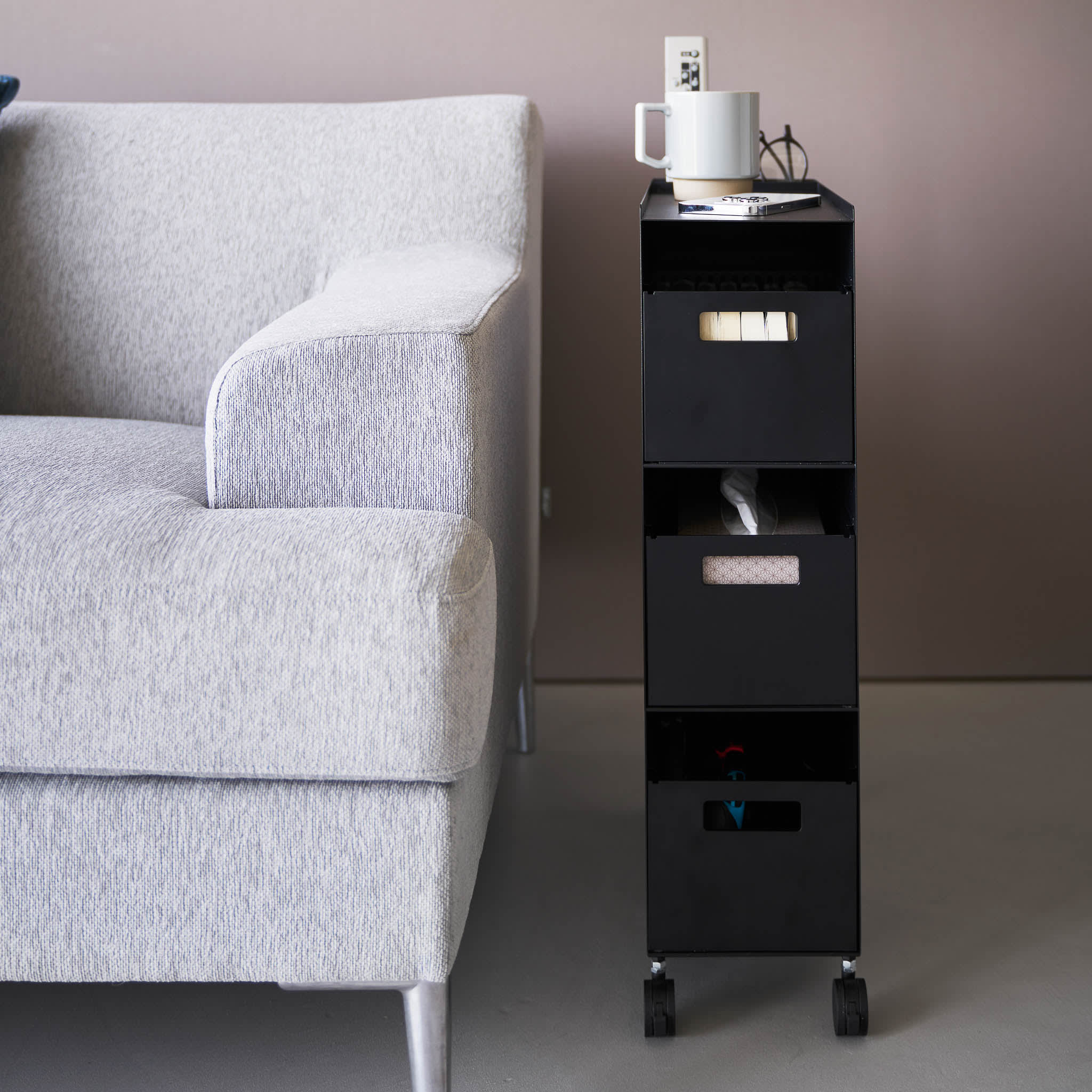 3-Tiered Storage Basket Stand with Casters : Convenient Casters