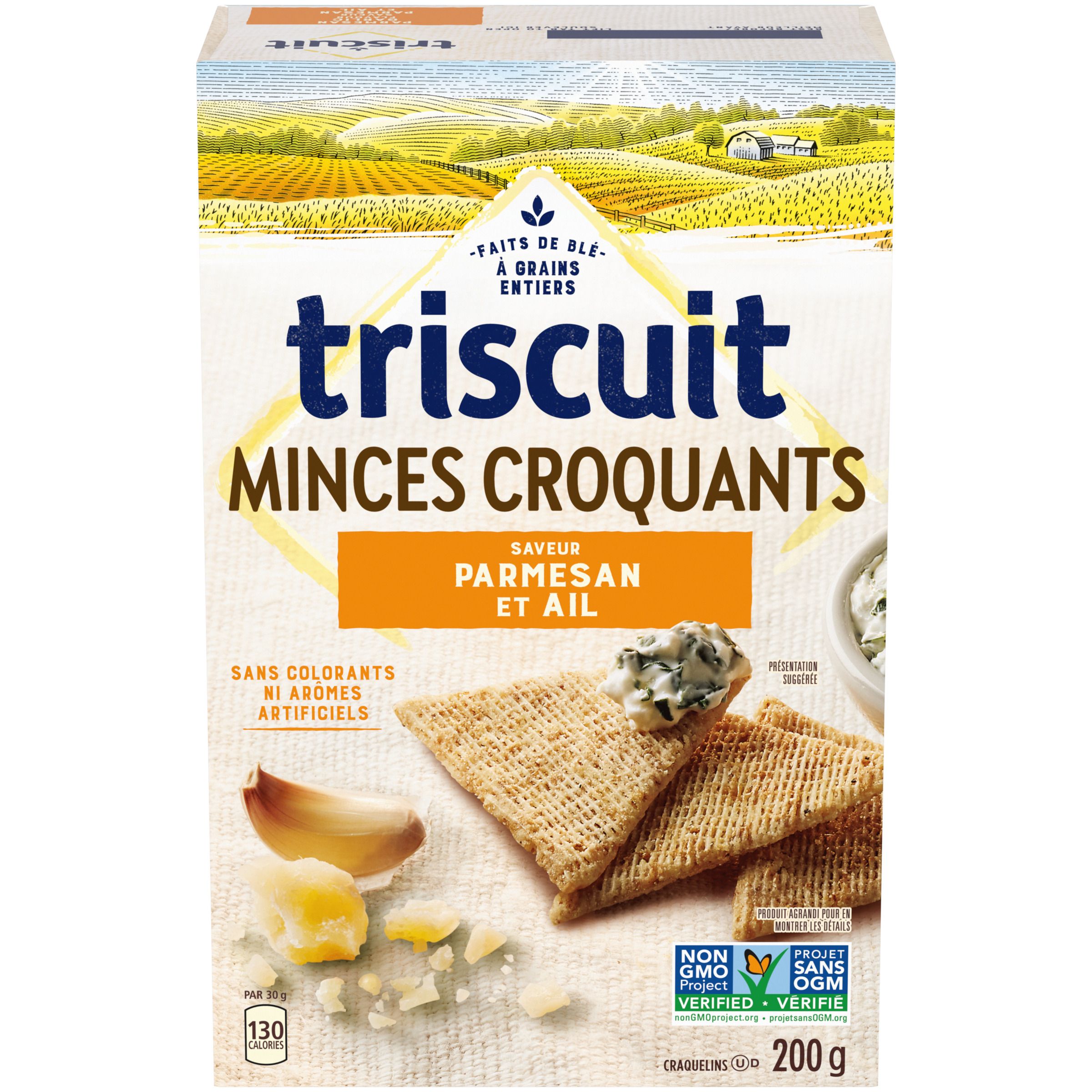 TRISCUIT minces et croquants, à saveur de parmesan et ail craquelins, 200g-thumbnail-0