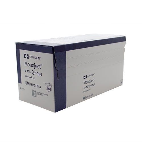 Monoject™ 3 cc Syringe, Luer Lock Tip - 100/Box