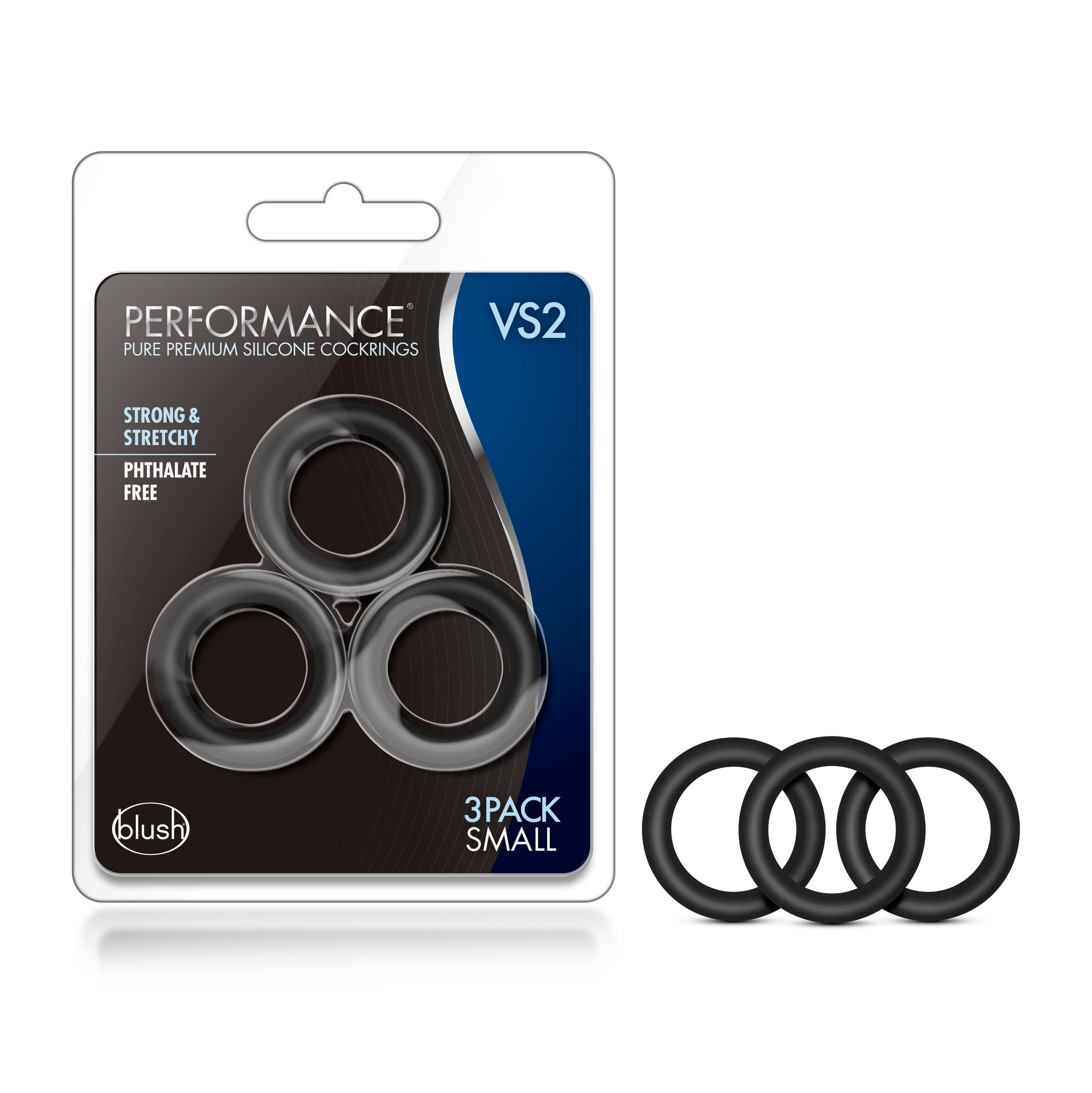 Blush Performance? / VS2: Black Small Penis Rings (3-Pack) - Made with Puria? Silicone