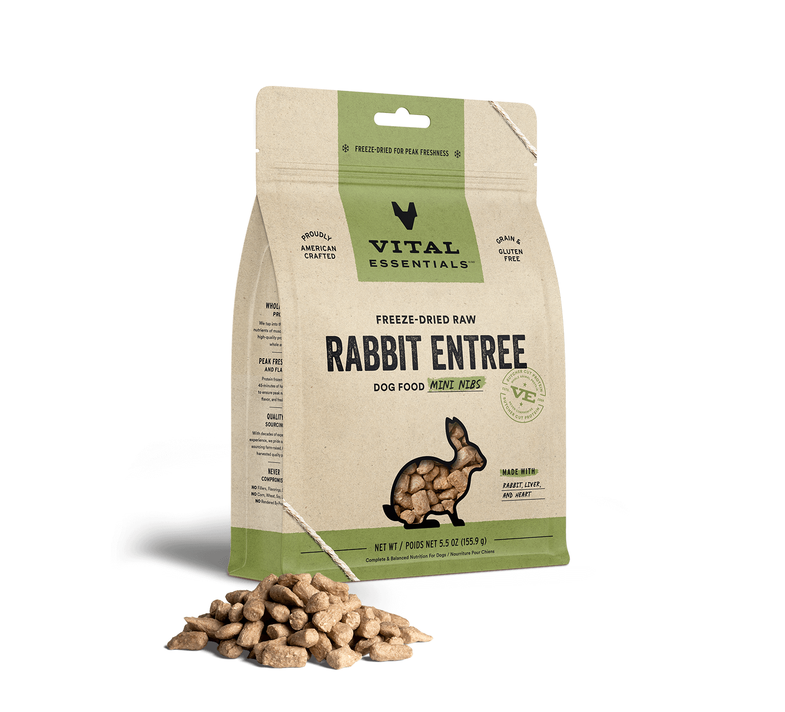 Vital Essentials Freeze-Dried Raw Rabbit Entree Dog Food Mini Nibs, 5.5 oz - Items on Sale Now