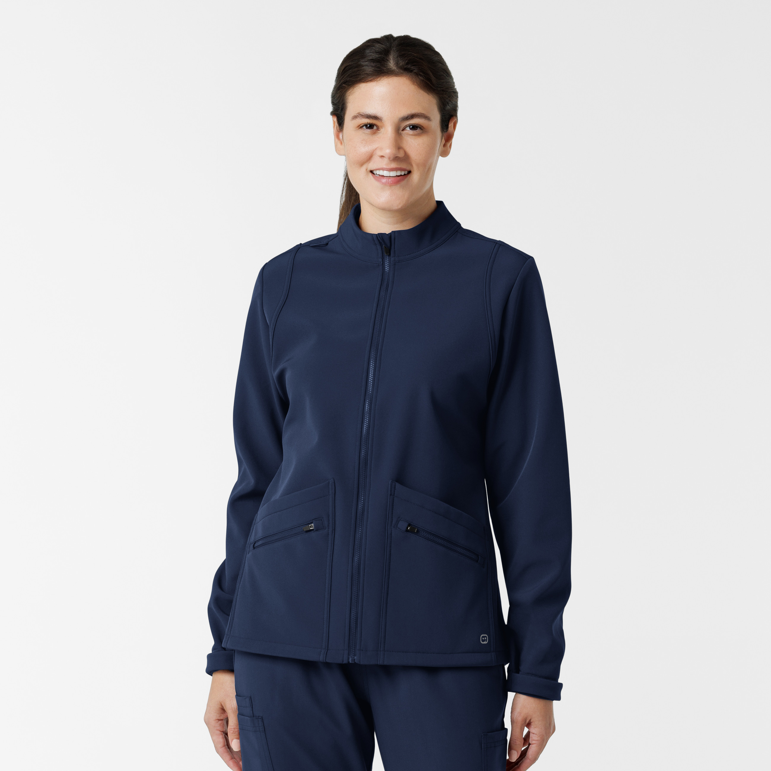 Layers 8509 Wink Women‘s Water Resistant Soft Shell 4 Pocket Scrub Jacket with Adjustable Velcro Sleeves and Badge Loop-Wonder Wink