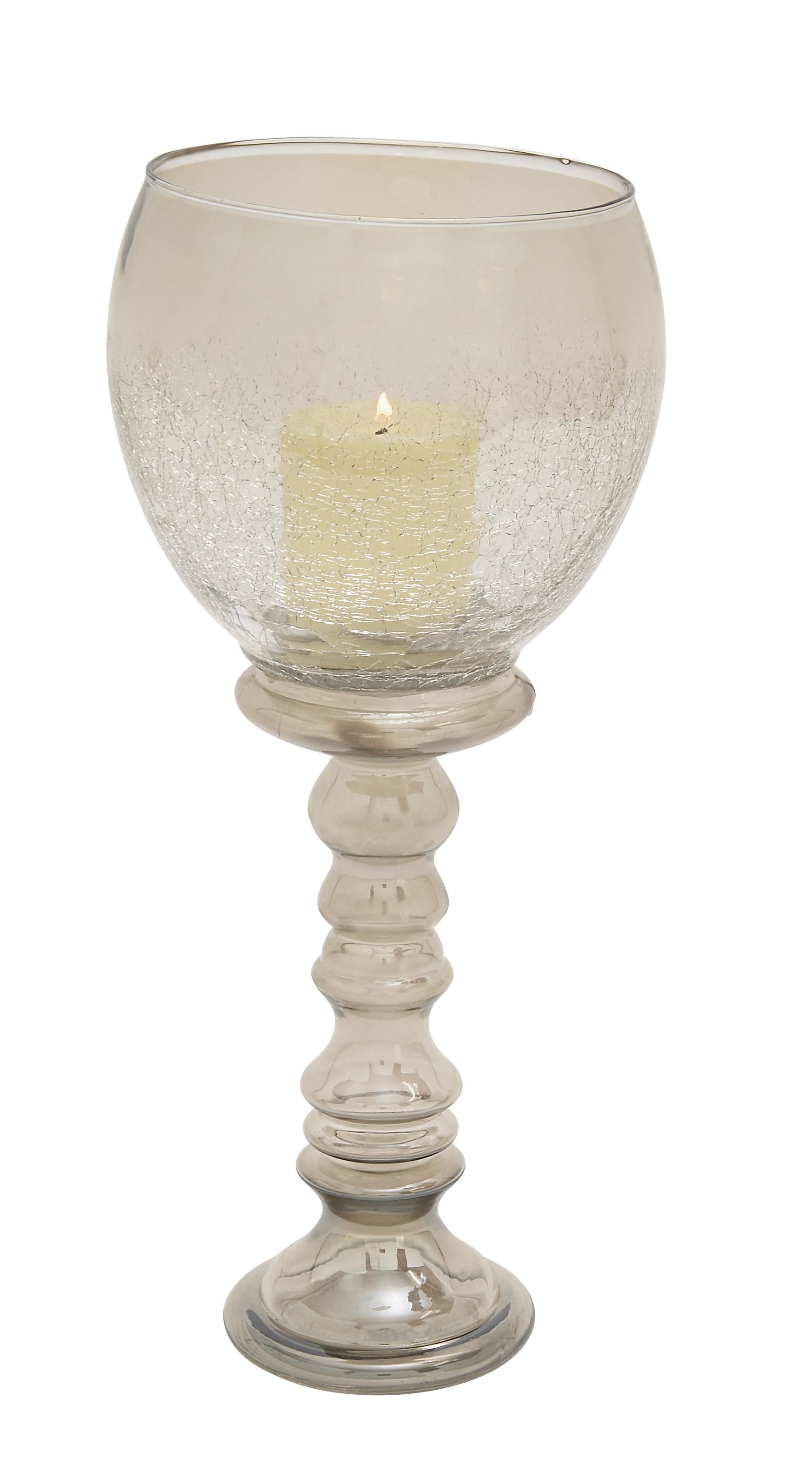 Clear Glass  Handmade Hurricane Lamp, 7" x 7" x 17"