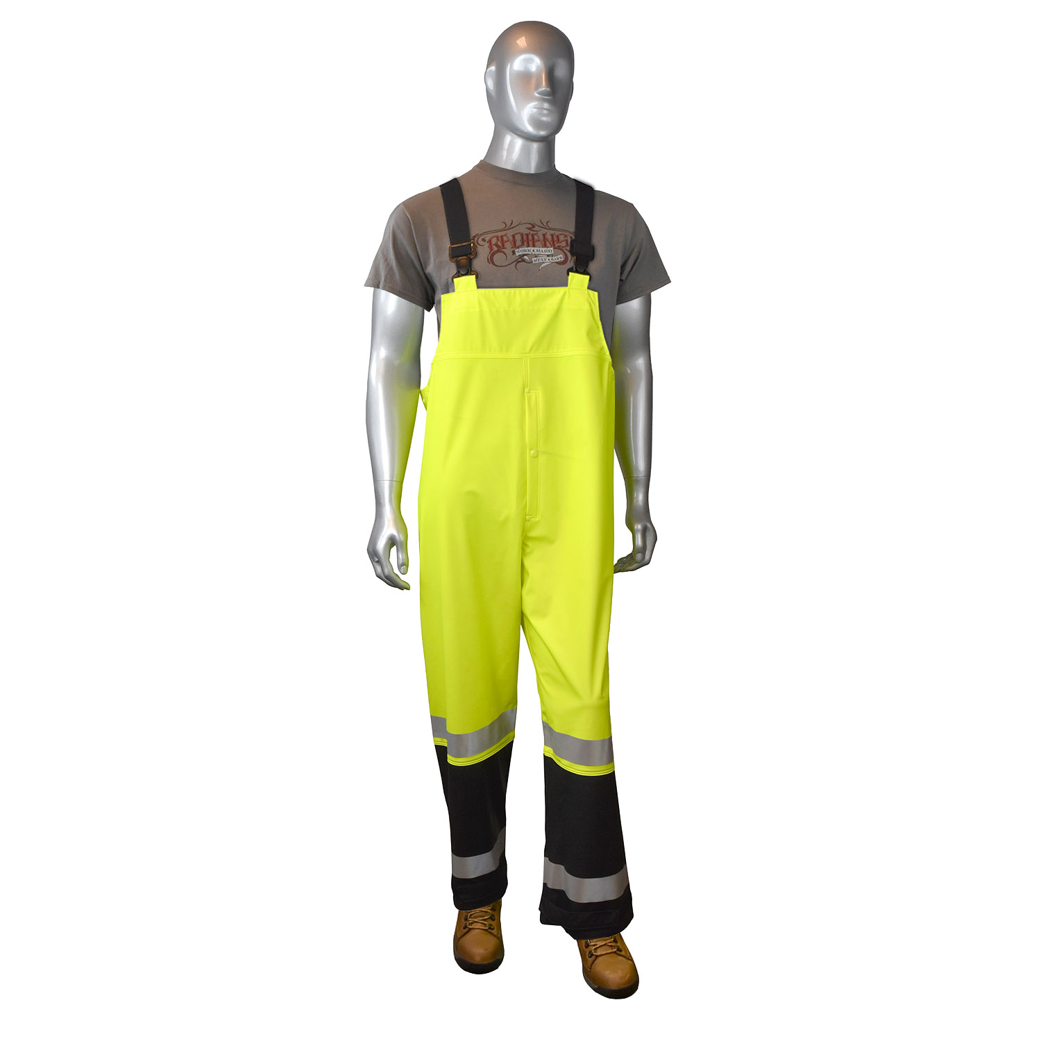 RW07 High Visibility Rainwear Overalls - Hi-Vis Green / Black - Size 2X