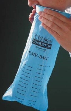 Emesis Bag Plastic Disposable 40oz 1000ml - 24/Box