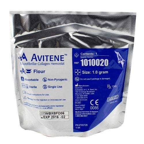 Avitene Microfibrillar Collagen Hemostat Flour, 1gm